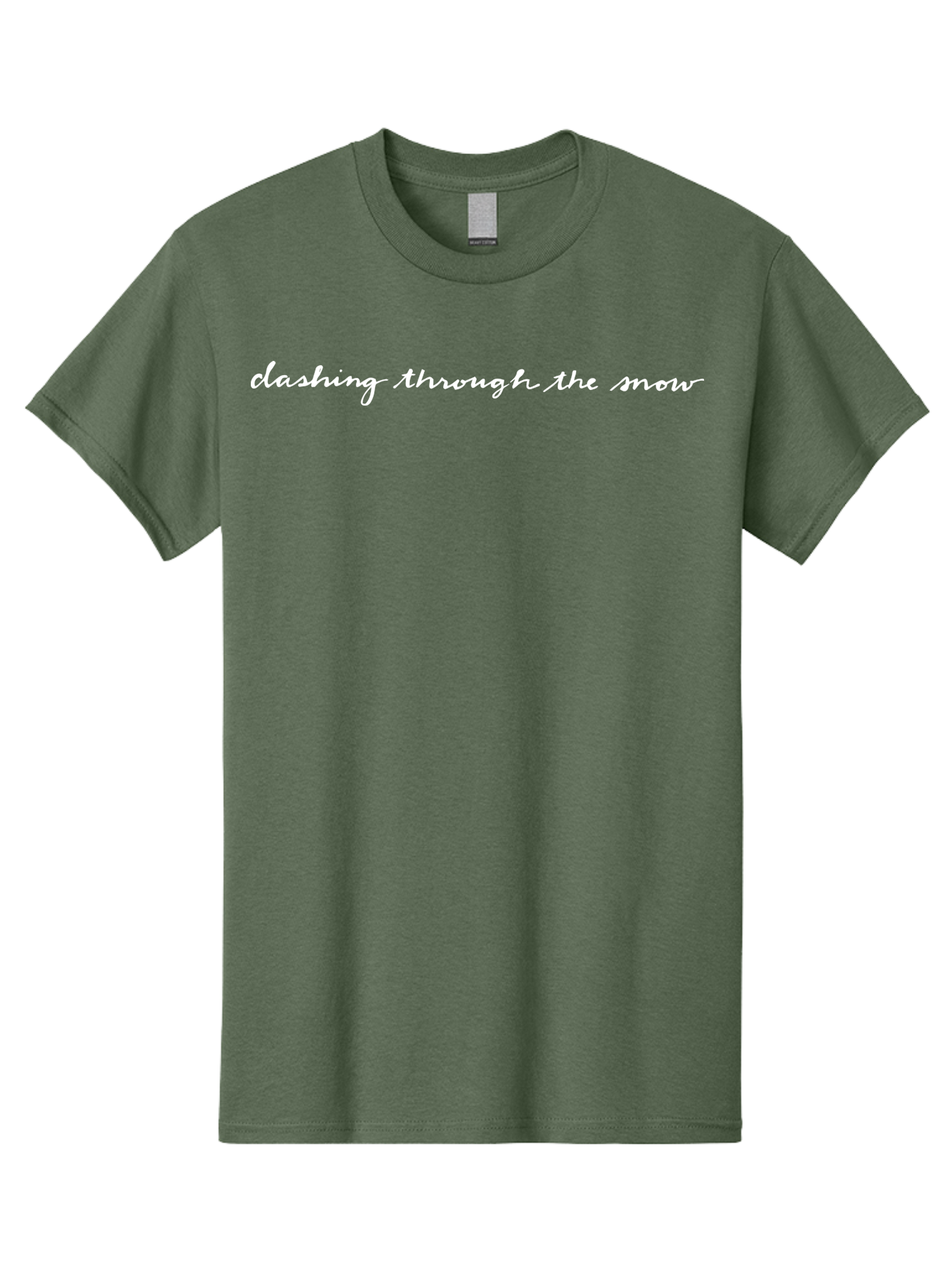 Clashing-Through-The-Snow Men'S Graphic Tee, 100% Cotton, Comfortable Casual Summer Wear, Machine Washable, Winter Phrase, Snow Text, Cursive Font, Inspirational Quote, Holiday Graphics, Winter Wonderland, Festive Typography -  Aaa836