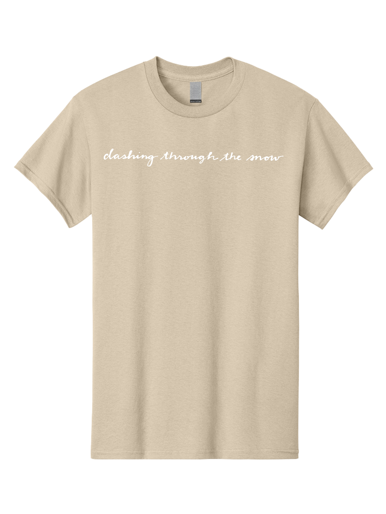 Clashing-Through-The-Snow Men'S Graphic Tee, 100% Cotton, Comfortable Casual Summer Wear, Machine Washable, Winter Phrase, Snow Text, Cursive Font, Inspirational Quote, Holiday Graphics, Winter Wonderland, Festive Typography -  Aaa836