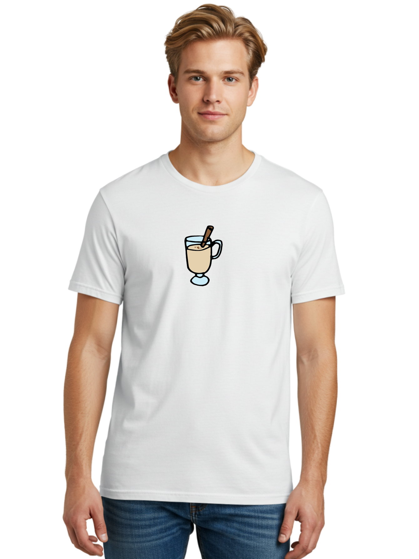 Coffee Men'S Graphic Tee, 100% Cotton, Comfortable Casual Summer Wear, Machine Washable, Coffee Drink, Beige Liquid, Cinnamon Stick, Coffee Mug, Coffee Culture, Warm Beverage, Gourmet Coffee, Cozy Atmosphere, Coffee Time, Morning Coffee -  Aaa838