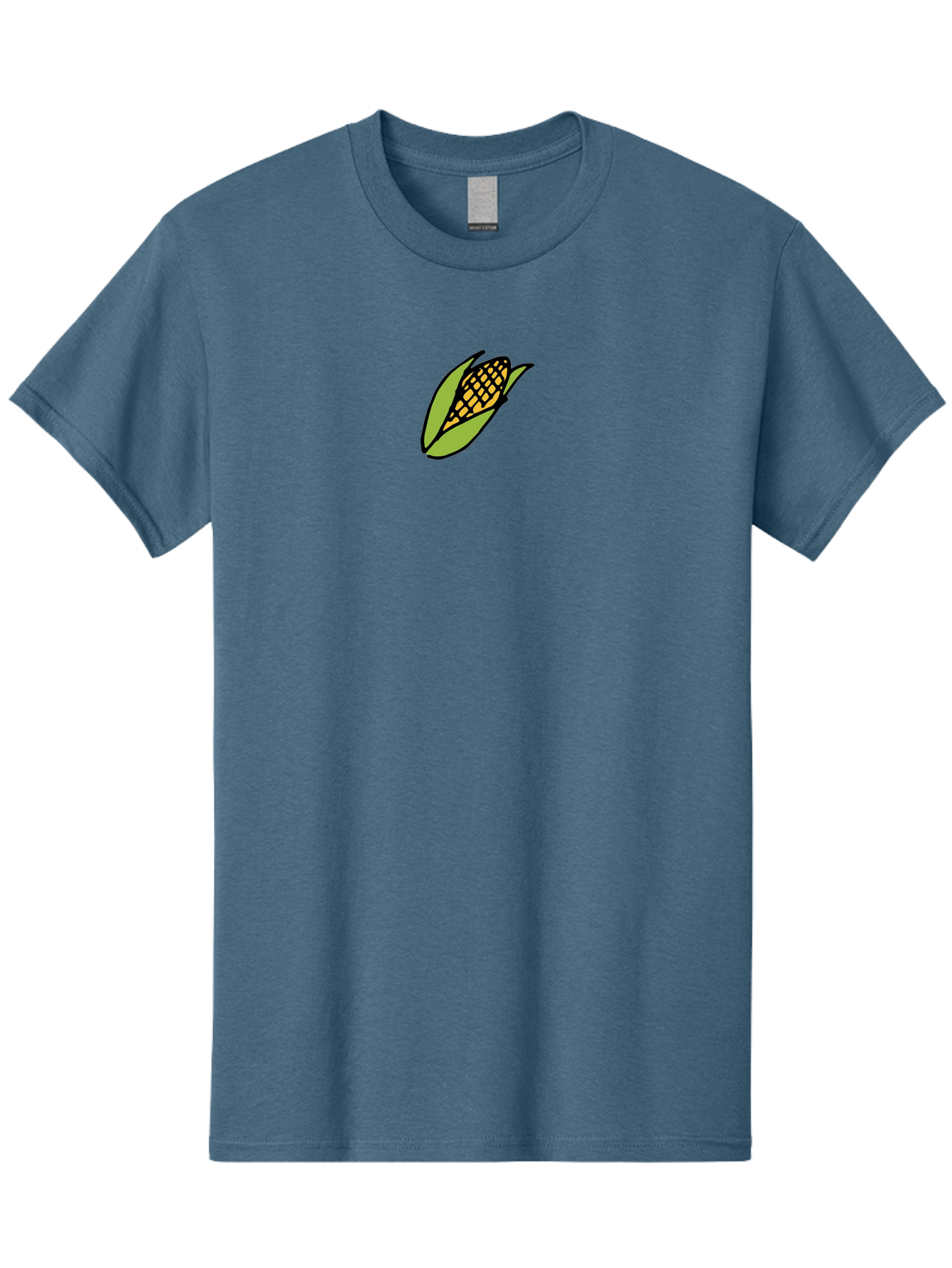 Corn-On-Cob Men'S Graphic Tee, 100% Cotton, Comfortable Casual Summer Wear, Machine Washable, Ear Of Corn, Yellow Kernels, Green Husk, Black Outline, Cartoon Style, Illustration, Vegetable, Food, Agriculture, Harvest -  Aaa841
