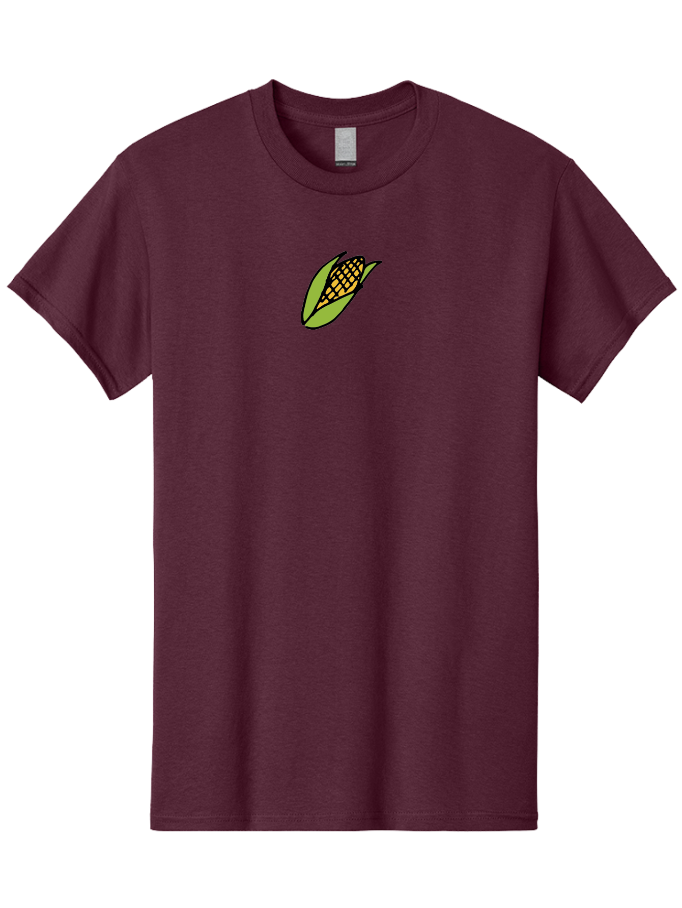 Corn-On-Cob Men'S Graphic Tee, 100% Cotton, Comfortable Casual Summer Wear, Machine Washable, Ear Of Corn, Yellow Kernels, Green Husk, Black Outline, Cartoon Style, Illustration, Vegetable, Food, Agriculture, Harvest -  Aaa841