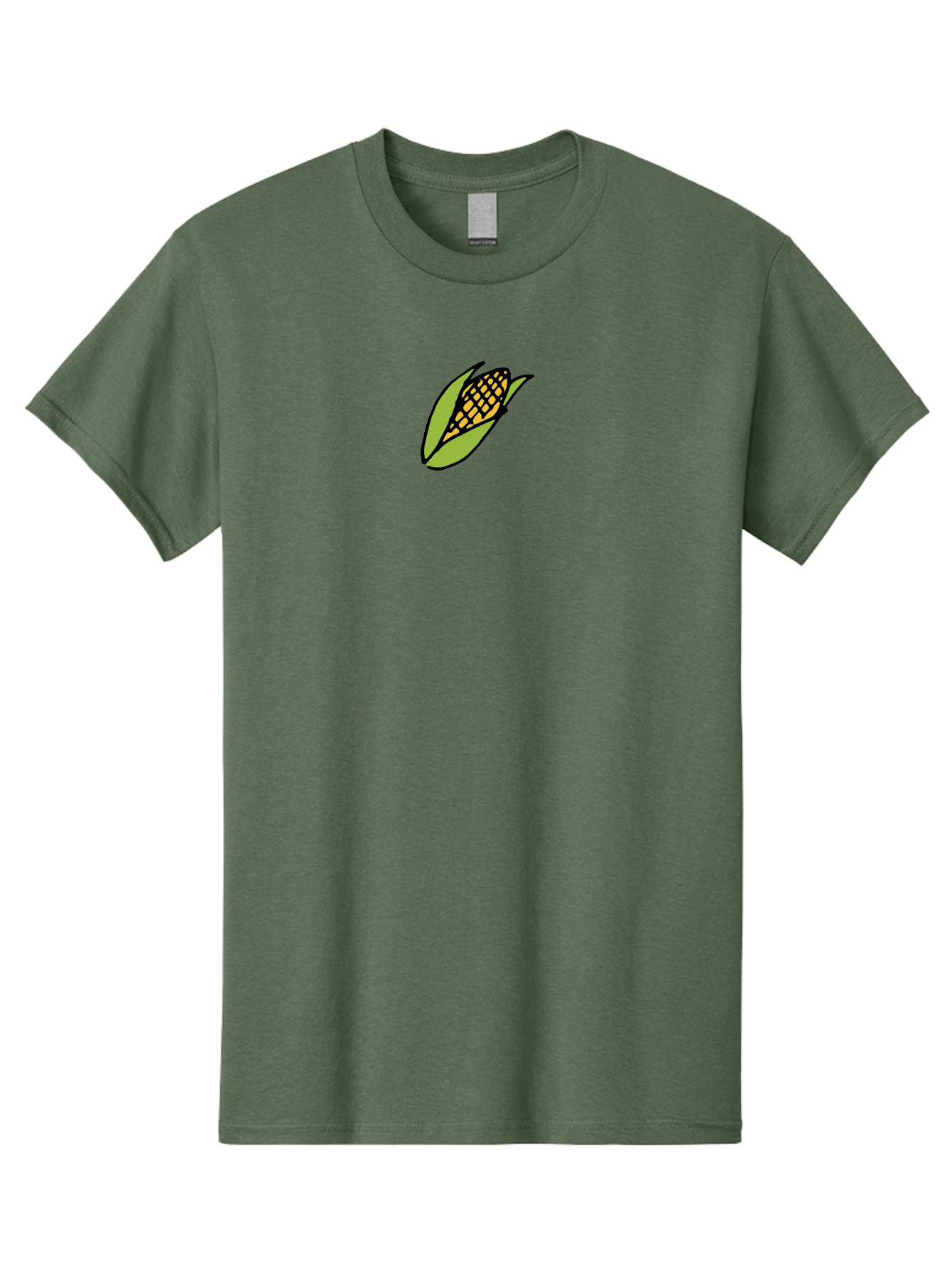 Corn-On-Cob Men'S Graphic Tee, 100% Cotton, Comfortable Casual Summer Wear, Machine Washable, Ear Of Corn, Yellow Kernels, Green Husk, Black Outline, Cartoon Style, Illustration, Vegetable, Food, Agriculture, Harvest -  Aaa841
