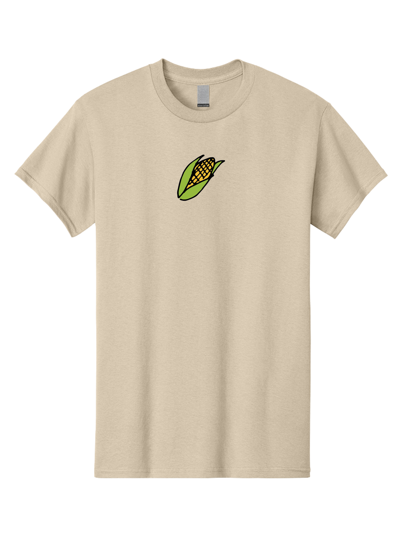 Corn-On-Cob Men'S Graphic Tee, 100% Cotton, Comfortable Casual Summer Wear, Machine Washable, Ear Of Corn, Yellow Kernels, Green Husk, Black Outline, Cartoon Style, Illustration, Vegetable, Food, Agriculture, Harvest -  Aaa841