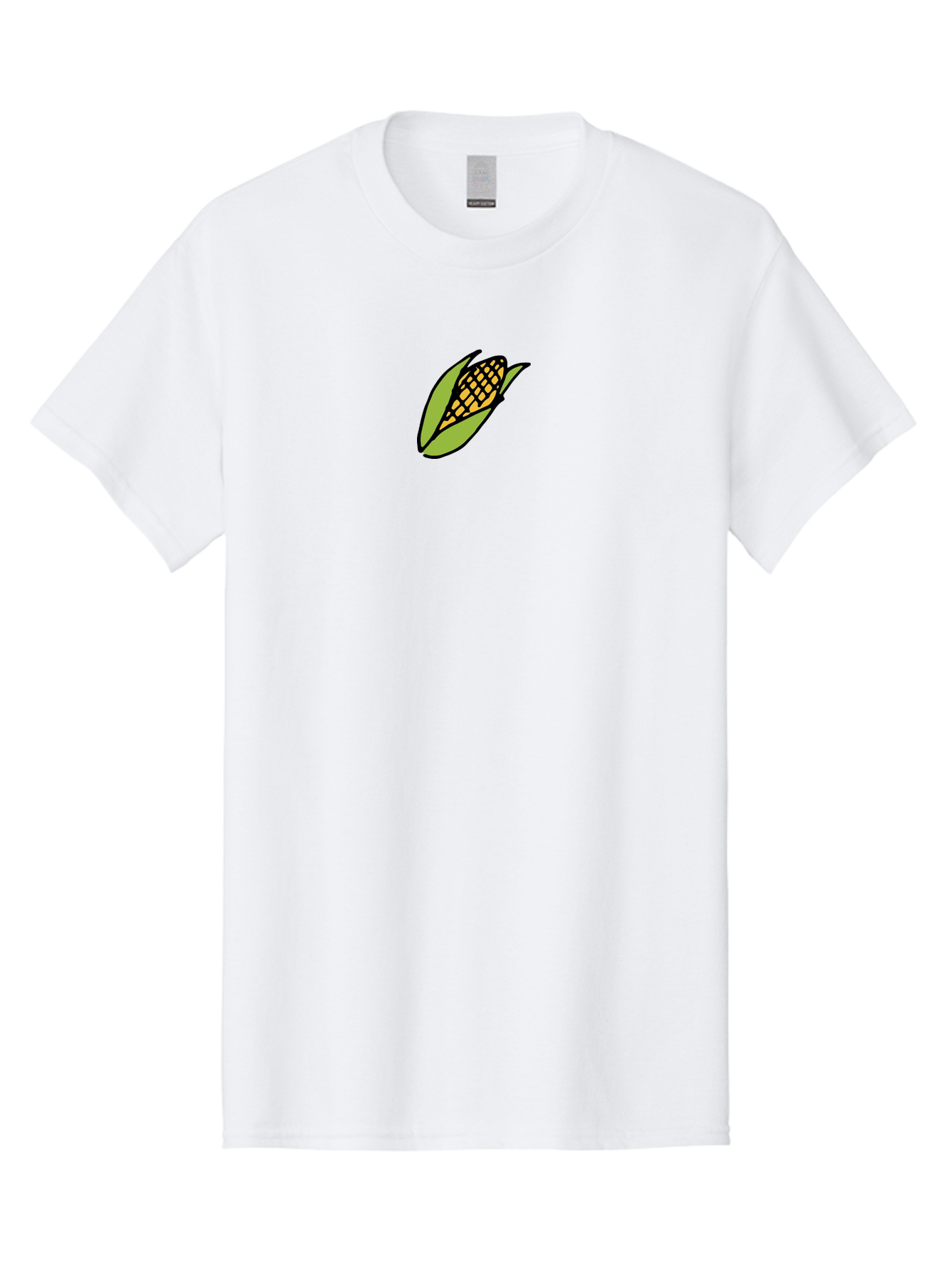 Corn-On-Cob Men'S Graphic Tee, 100% Cotton, Comfortable Casual Summer Wear, Machine Washable, Ear Of Corn, Yellow Kernels, Green Husk, Black Outline, Cartoon Style, Illustration, Vegetable, Food, Agriculture, Harvest -  Aaa841