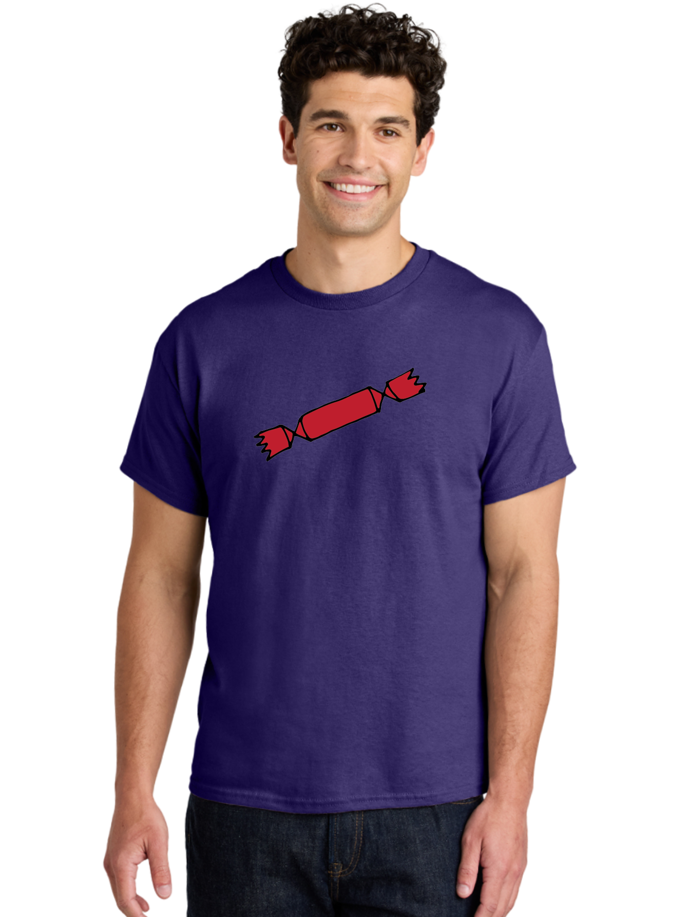 Cracker Men'S Graphic Tee, 100% Cotton, Comfortable Casual Summer Wear, Machine Washable, Cartoon Cracker, Red Firecracker, Celebration, Party Popper, Festive, Holiday, Red Color, Cartoon Style -  Aaa842