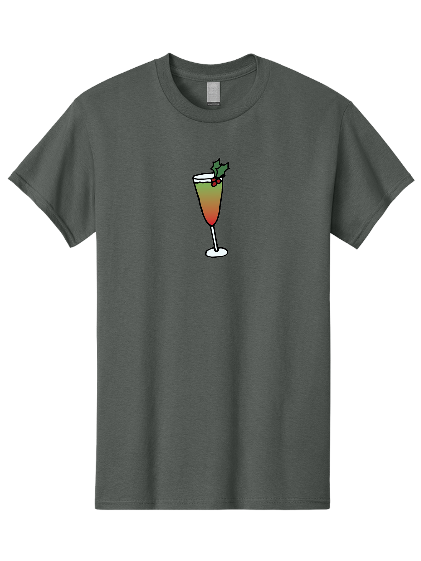 Cranberry-Christmas-Cocktail Men'S Graphic Tee, 100% Cotton, Comfortable Casual Summer Wear, Machine Washable, Holiday Cocktail, Festive Drink, Cranberry Martini, Champagne Flute, Holly Garnish, Red Berries, Christmas Drink, Party Beverage, -  Aaa843