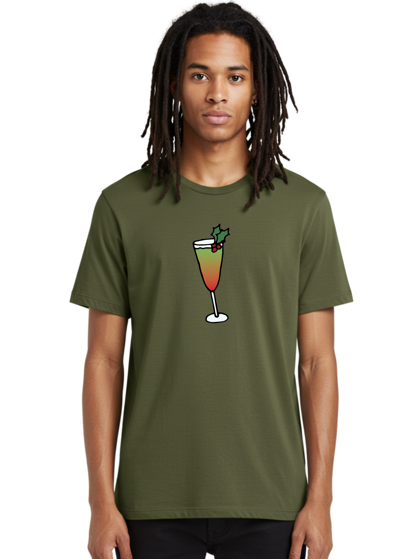 Cranberry-Christmas-Cocktail Men'S Graphic Tee, 100% Cotton, Comfortable Casual Summer Wear, Machine Washable, Holiday Cocktail, Festive Drink, Cranberry Martini, Champagne Flute, Holly Garnish, Red Berries, Christmas Drink, Party Beverage, -  Aaa843