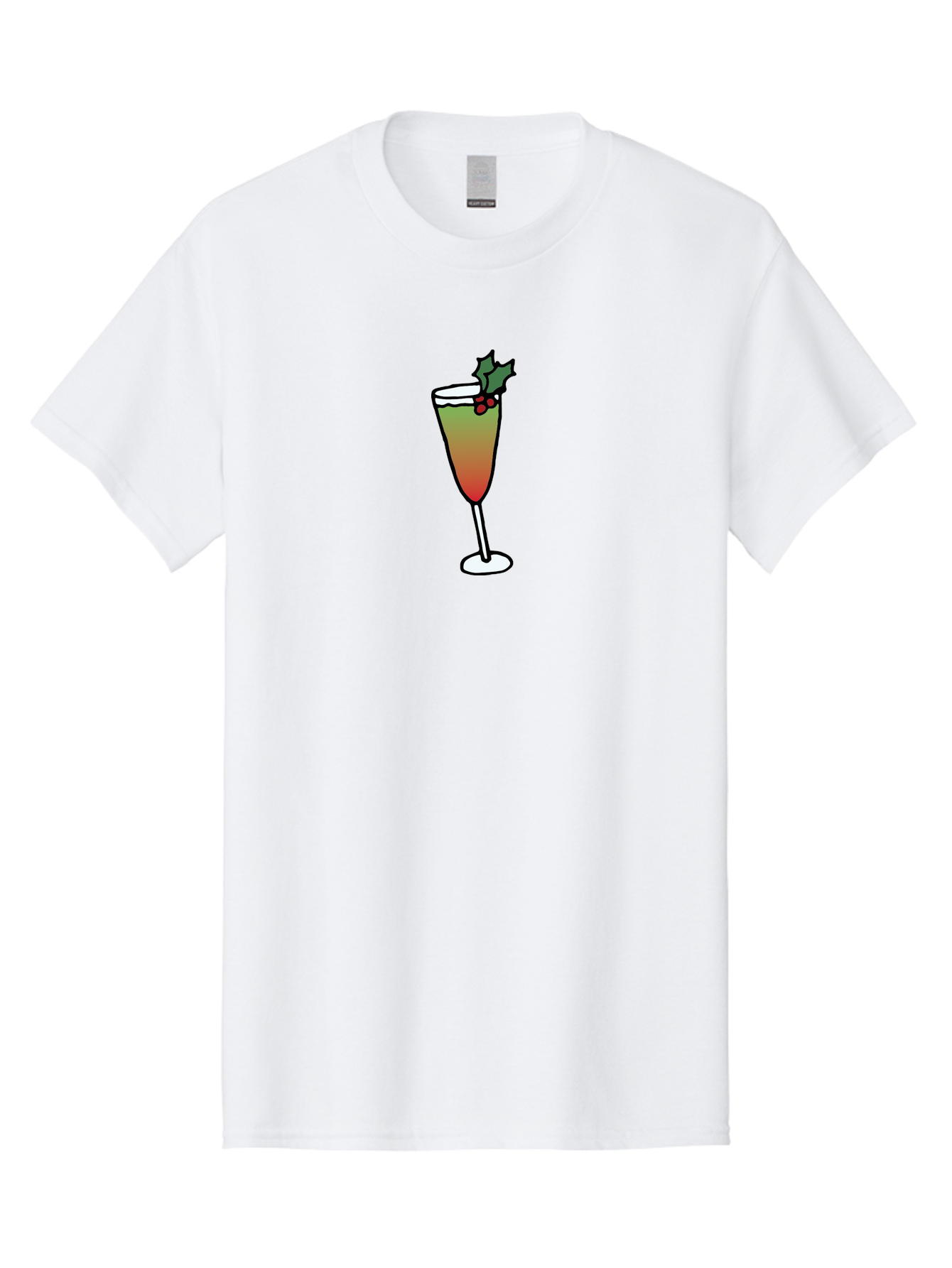 Cranberry-Christmas-Cocktail Men'S Graphic Tee, 100% Cotton, Comfortable Casual Summer Wear, Machine Washable, Holiday Cocktail, Festive Drink, Cranberry Martini, Champagne Flute, Holly Garnish, Red Berries, Christmas Drink, Party Beverage, -  Aaa843