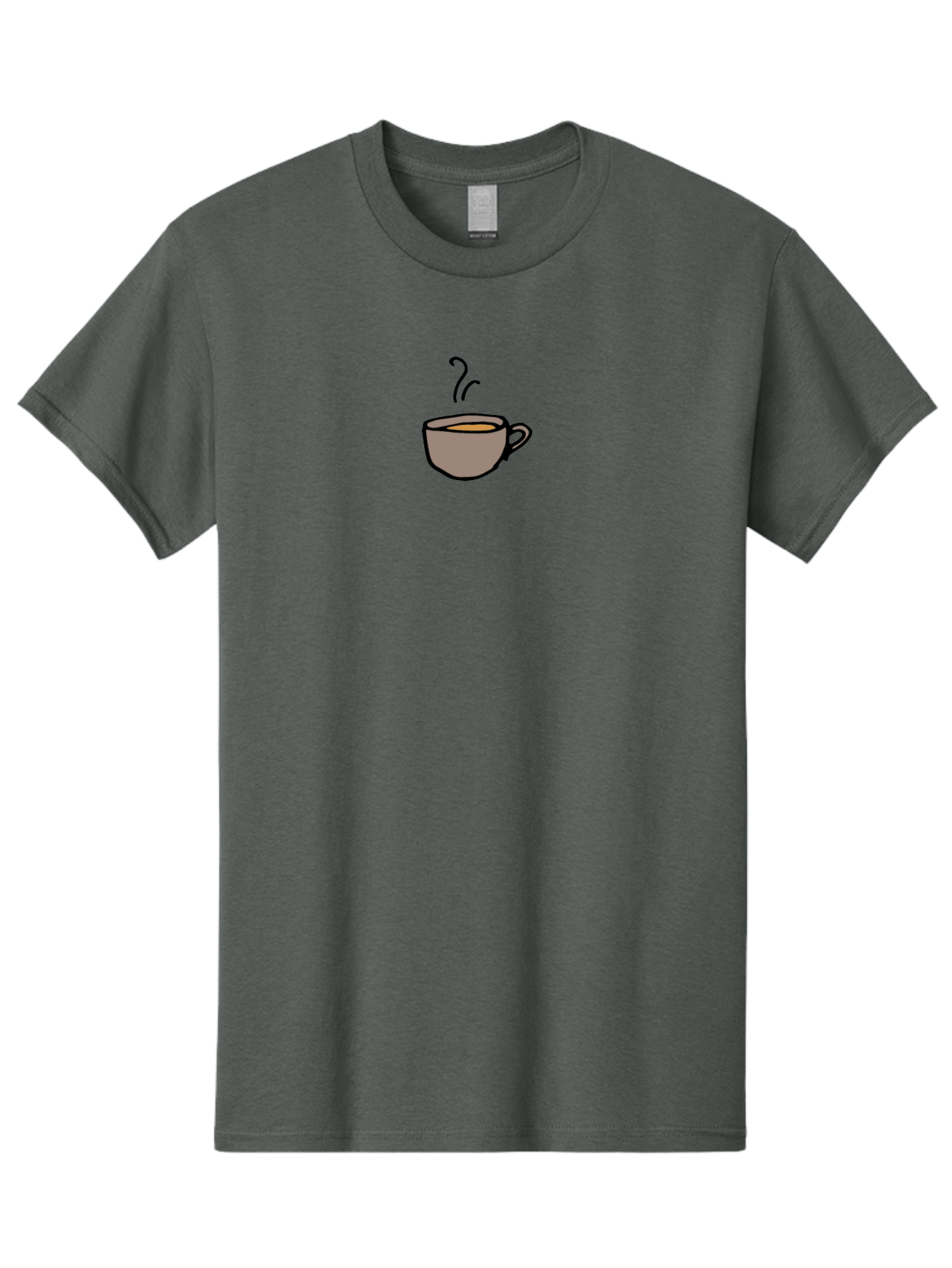Cup-Of-Coffee-1 Men'S Graphic Tee, 100% Cotton, Comfortable Casual Summer Wear, Machine Washable, Steaming Cup, Coffee Beverage, Brown Liquid, Cartoon Illustration, Coffee Break, Morning Routine, Warm Drink, Simple Design -  Aaa844