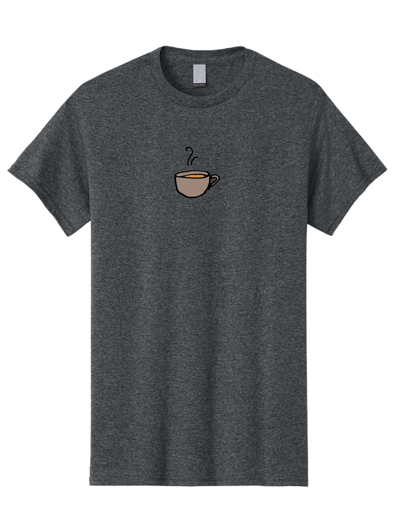 Cup-Of-Coffee-1 Men'S Graphic Tee, 100% Cotton, Comfortable Casual Summer Wear, Machine Washable, Steaming Cup, Coffee Beverage, Brown Liquid, Cartoon Illustration, Coffee Break, Morning Routine, Warm Drink, Simple Design -  Aaa844