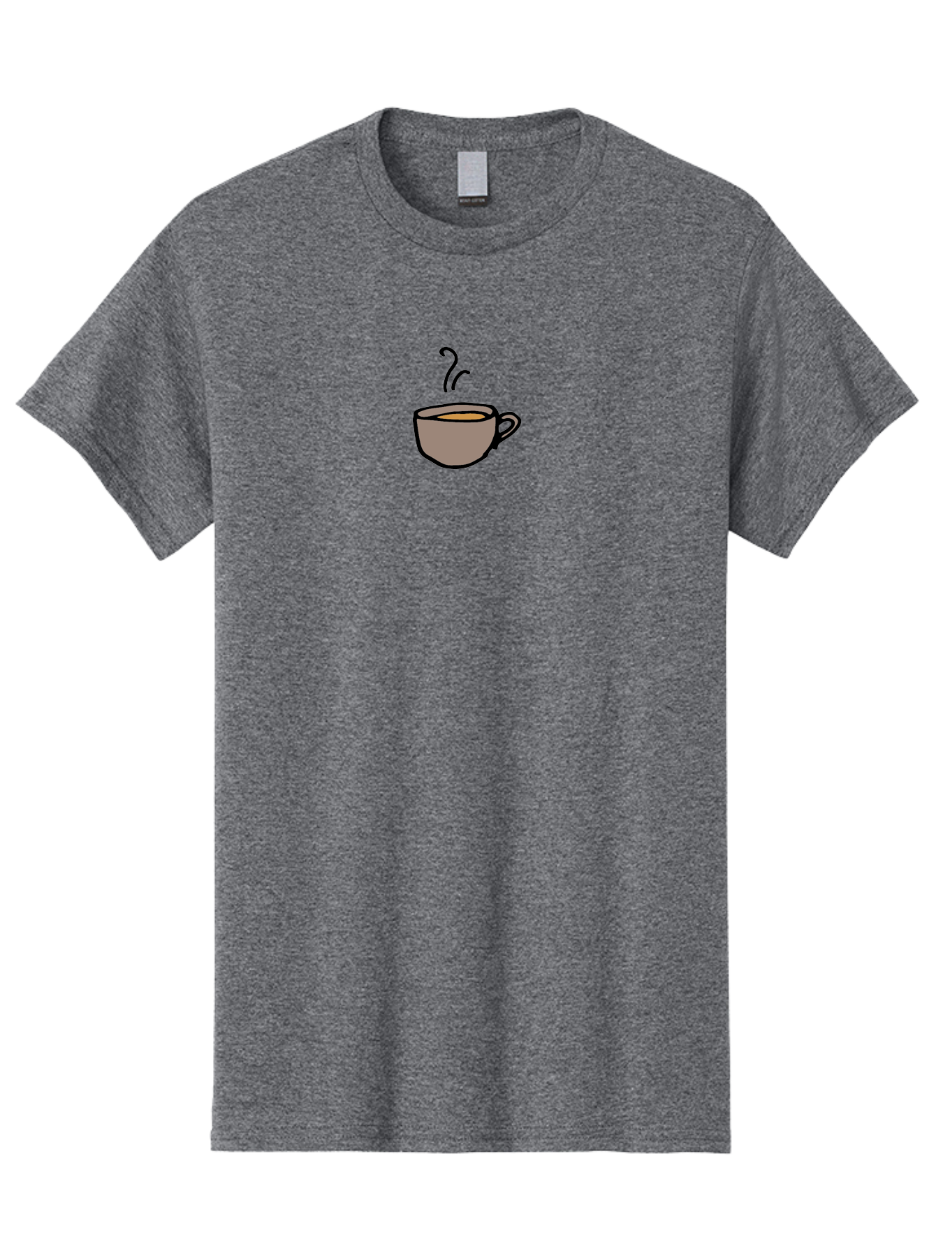 Cup-Of-Coffee-1 Men'S Graphic Tee, 100% Cotton, Comfortable Casual Summer Wear, Machine Washable, Steaming Cup, Coffee Beverage, Brown Liquid, Cartoon Illustration, Coffee Break, Morning Routine, Warm Drink, Simple Design -  Aaa844