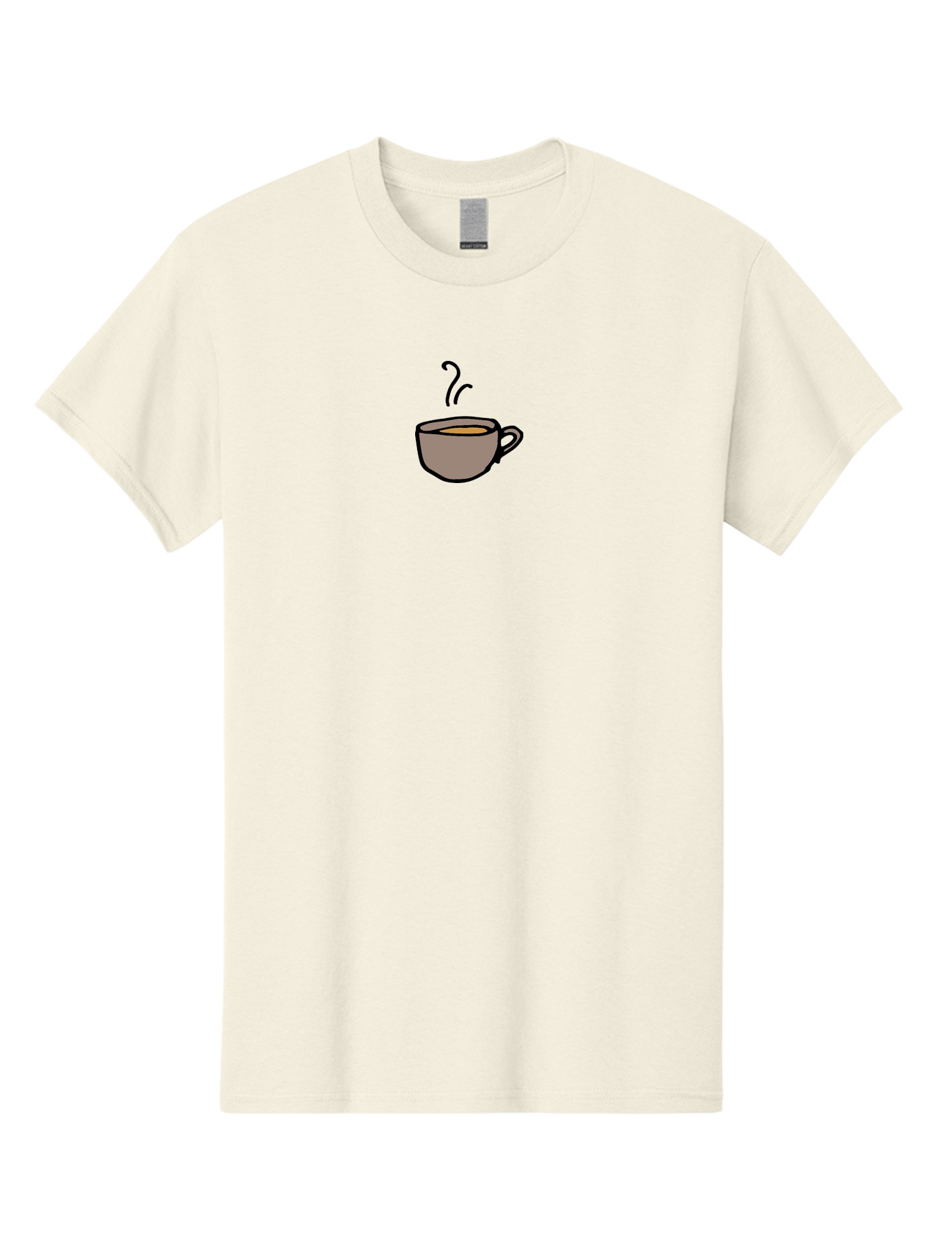 Cup-Of-Coffee-1 Men'S Graphic Tee, 100% Cotton, Comfortable Casual Summer Wear, Machine Washable, Steaming Cup, Coffee Beverage, Brown Liquid, Cartoon Illustration, Coffee Break, Morning Routine, Warm Drink, Simple Design -  Aaa844