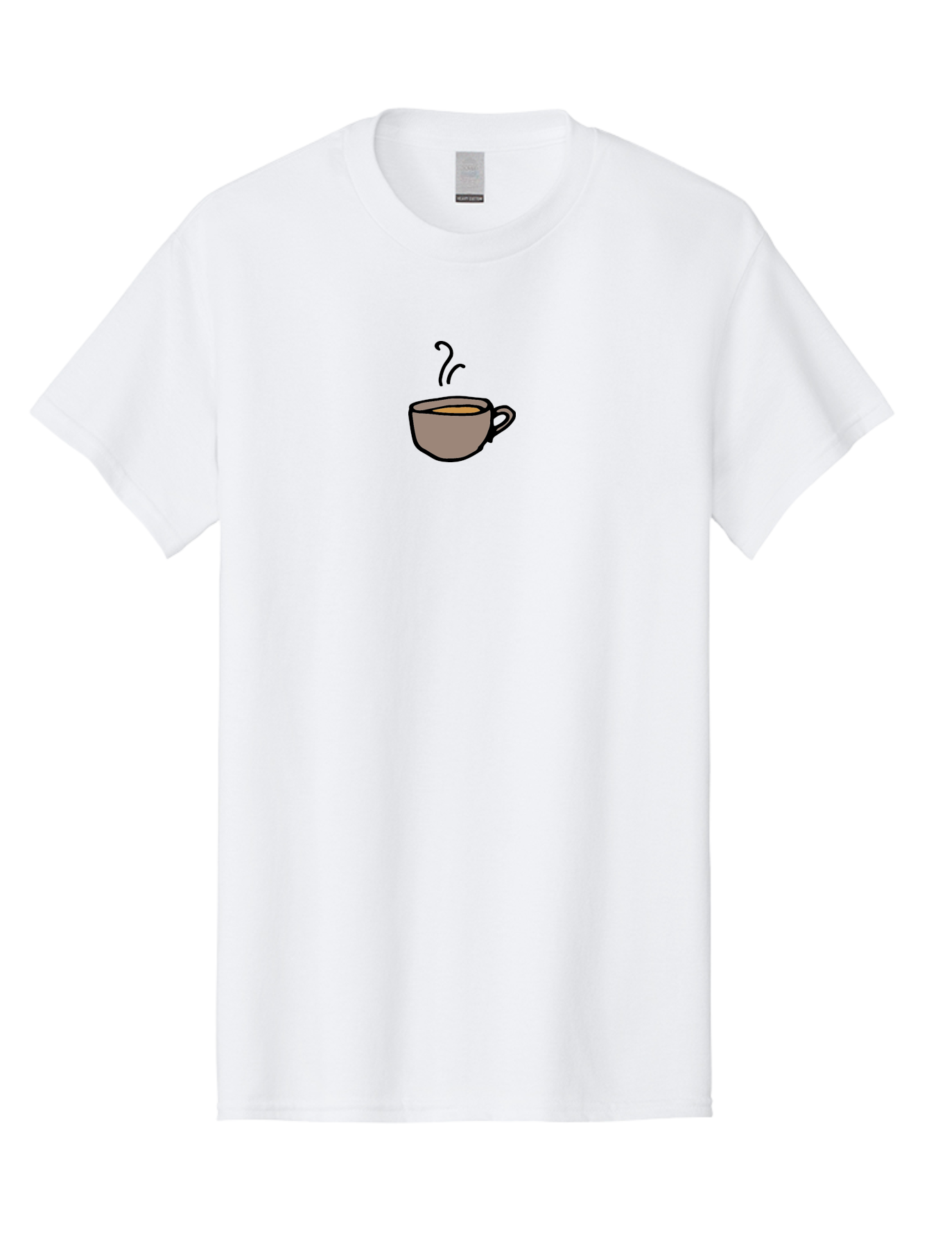 Cup-Of-Coffee-1 Men'S Graphic Tee, 100% Cotton, Comfortable Casual Summer Wear, Machine Washable, Steaming Cup, Coffee Beverage, Brown Liquid, Cartoon Illustration, Coffee Break, Morning Routine, Warm Drink, Simple Design -  Aaa844