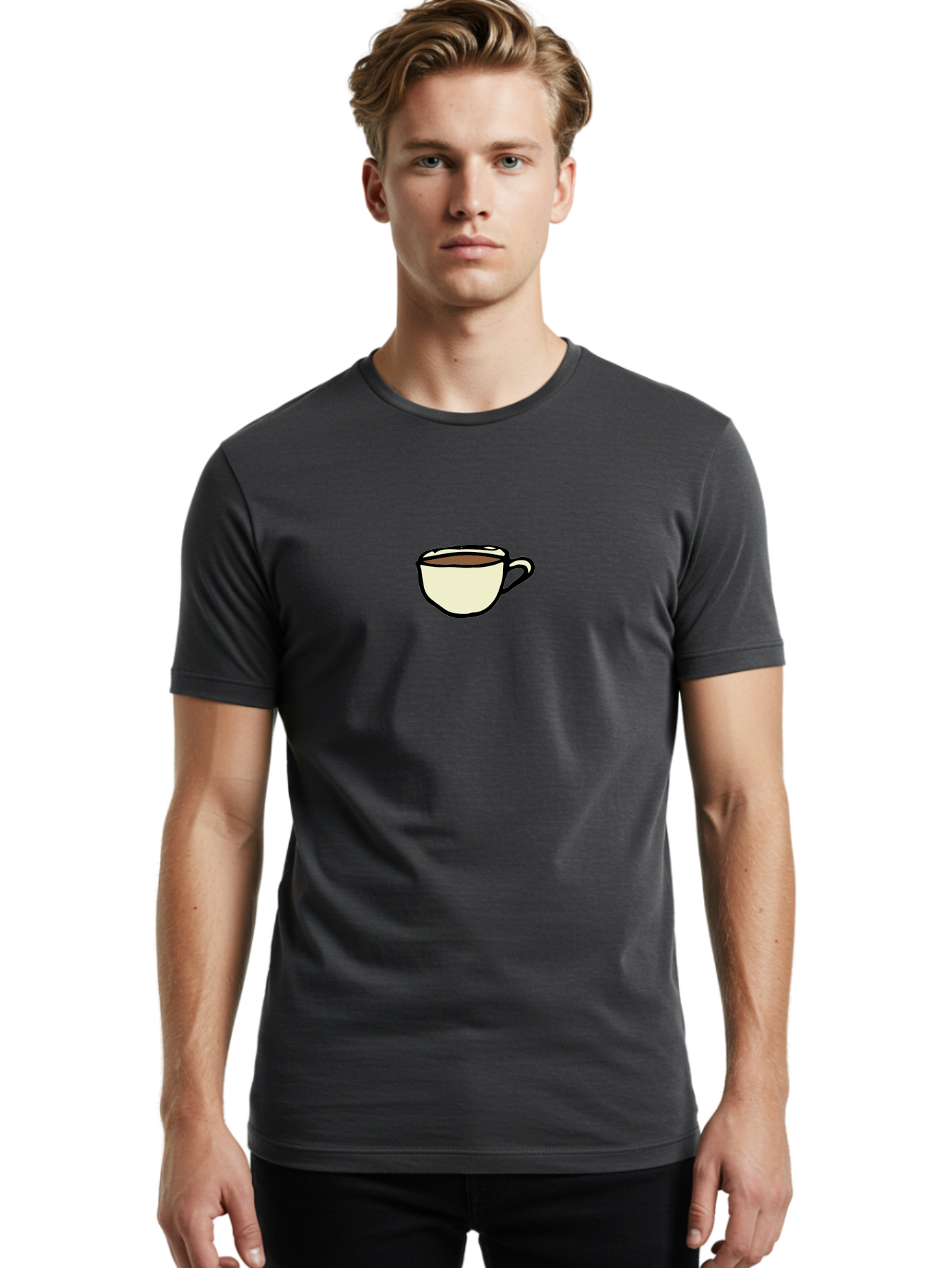 Cup-Of-Coffee Men'S Graphic Tee, 100% Cotton, Comfortable Casual Summer Wear, Machine Washable, Coffee Cup, Hot Beverage, Morning Pick-Me-Up, Caffeine Boost, Coffee Break, Tea Cup -  Aaa845