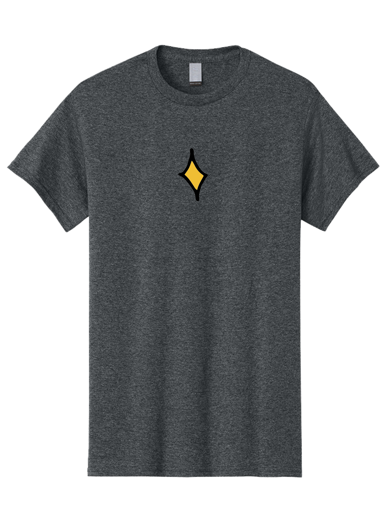 Diamond-Shape Men'S Graphic Tee, 100% Cotton, Comfortable Casual Summer Wear, Machine Washable, Yellow Diamond Shape, Black Outline, Simple Graphic, Abstract Design, Minimalist Art, Geometric Figure, Modern Icon -  Aaa855