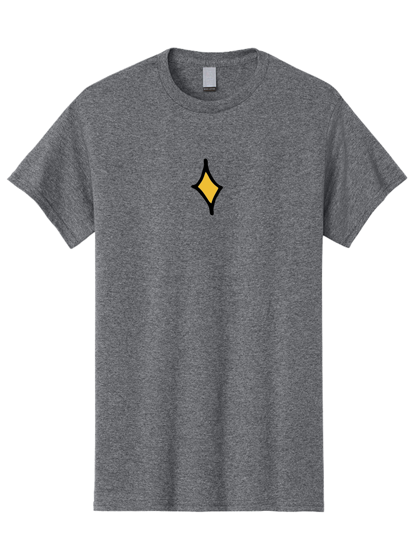 Diamond-Shape Men'S Graphic Tee, 100% Cotton, Comfortable Casual Summer Wear, Machine Washable, Yellow Diamond Shape, Black Outline, Simple Graphic, Abstract Design, Minimalist Art, Geometric Figure, Modern Icon -  Aaa855
