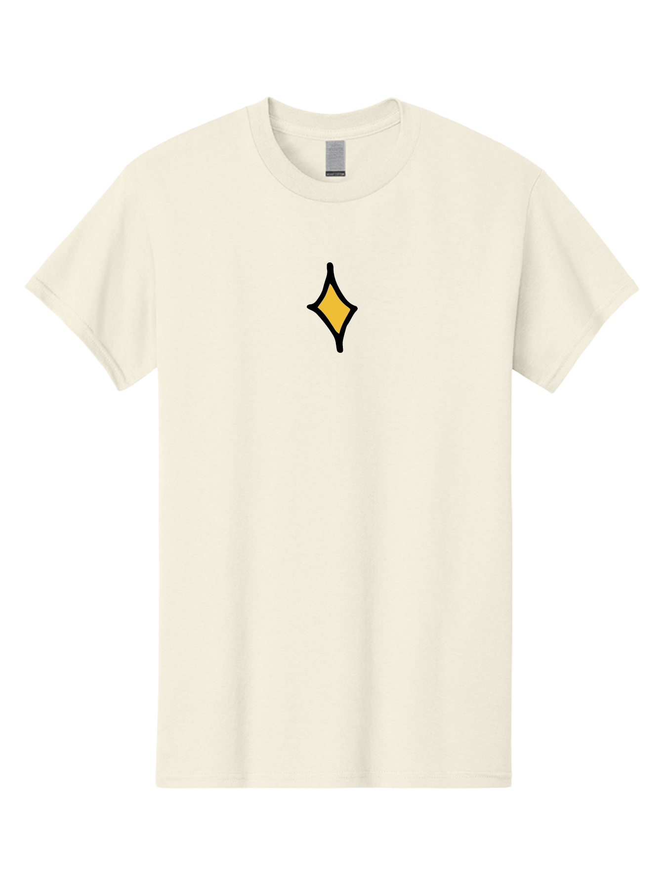 Diamond-Shape Men'S Graphic Tee, 100% Cotton, Comfortable Casual Summer Wear, Machine Washable, Yellow Diamond Shape, Black Outline, Simple Graphic, Abstract Design, Minimalist Art, Geometric Figure, Modern Icon -  Aaa855