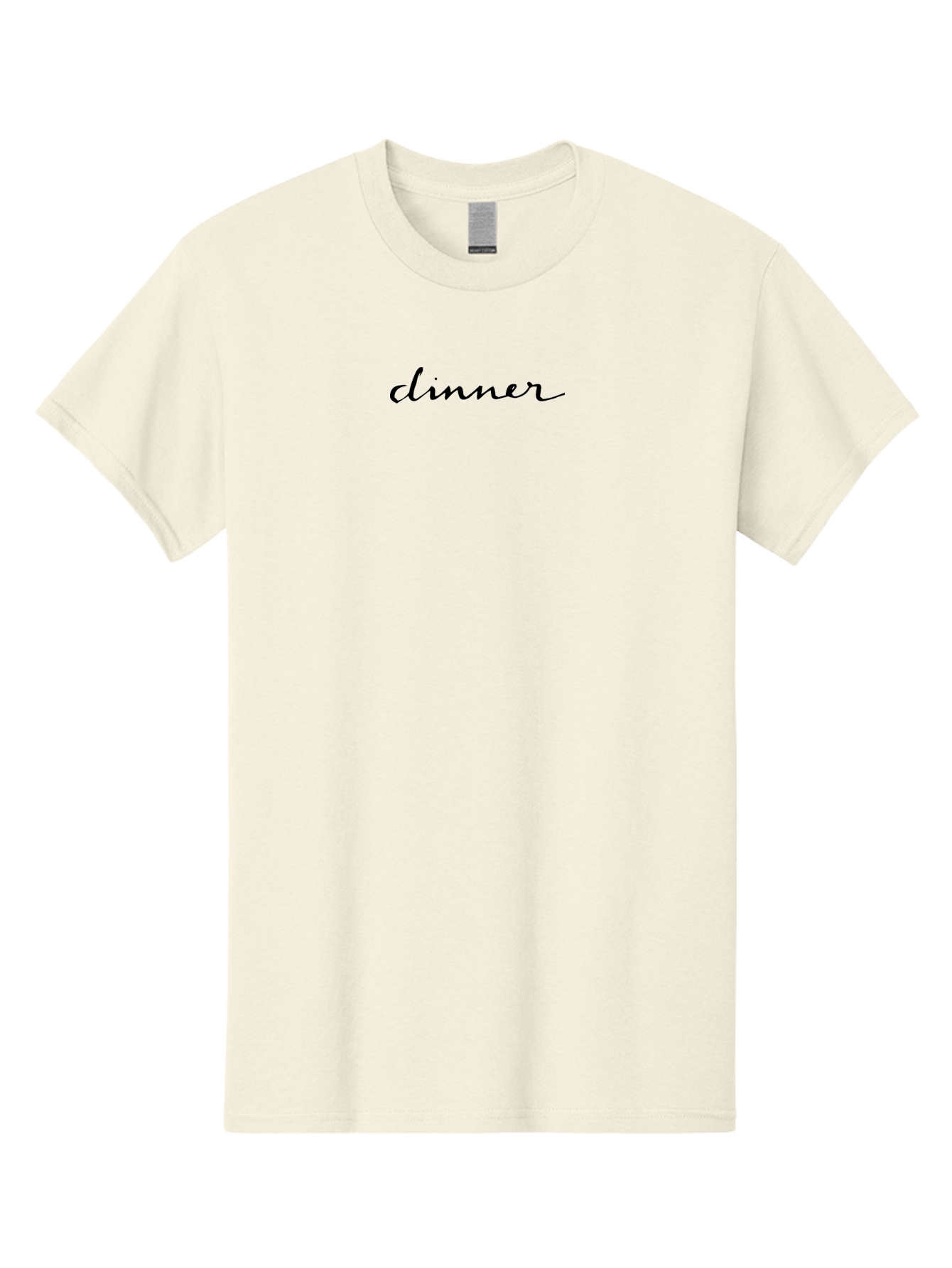 Dinner-1 Men'S Graphic Tee, 100% Cotton, Comfortable Casual Summer Wear, Machine Washable, Dinner, Elegant Script, Cursive Font, Simple Design, Minimalist Style, Black Text -  Aaa856