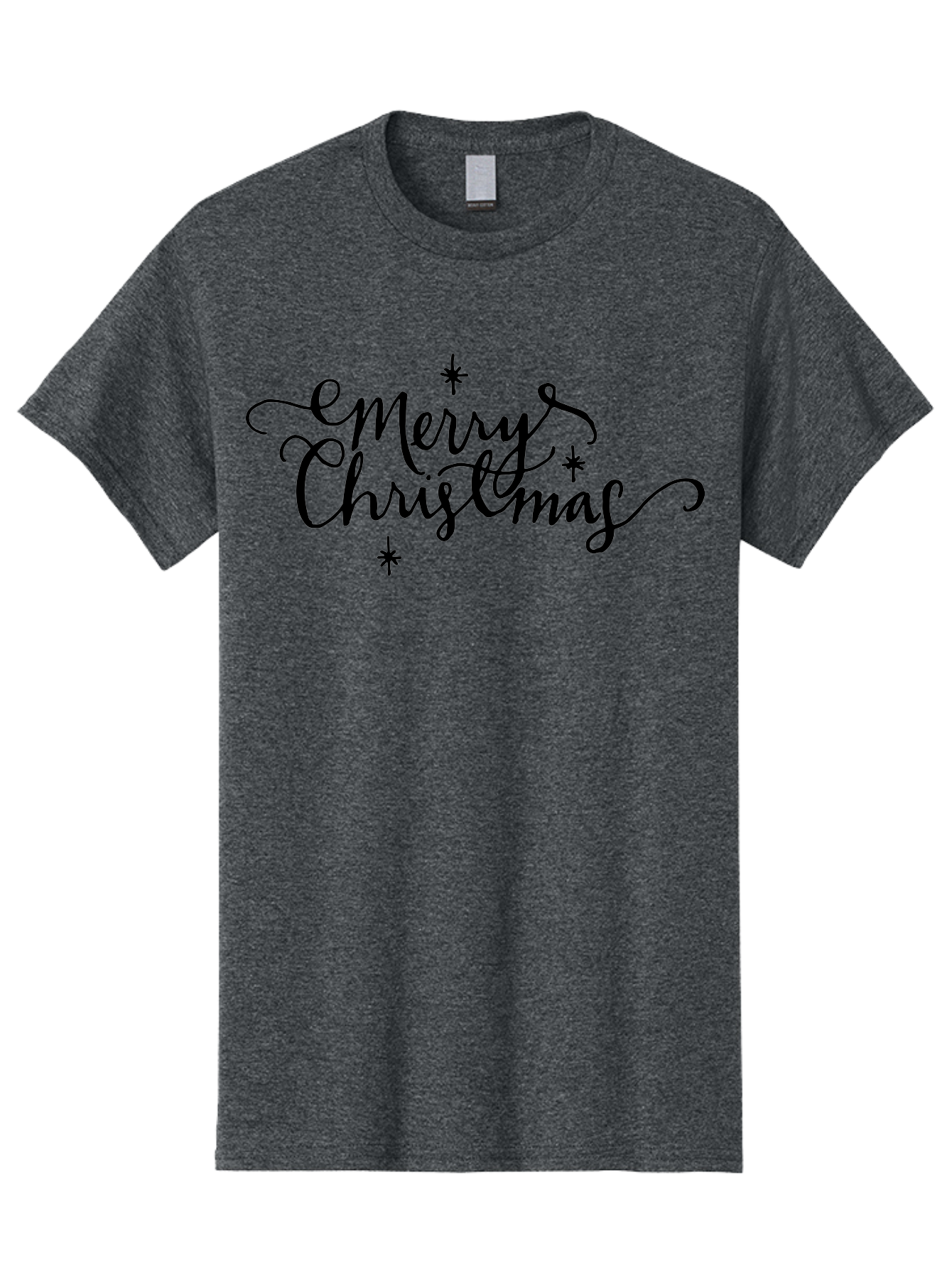 Emerry-Christmas Men'S Graphic Tee, 100% Cotton, Comfortable Casual Summer Wear, Machine Washable, Merry Christmas, Festive Greeting, Holiday Wishes, Cursive Script, Black Text, Starry Decorations, Winter Season, Holiday Cheer, -  Aaa869