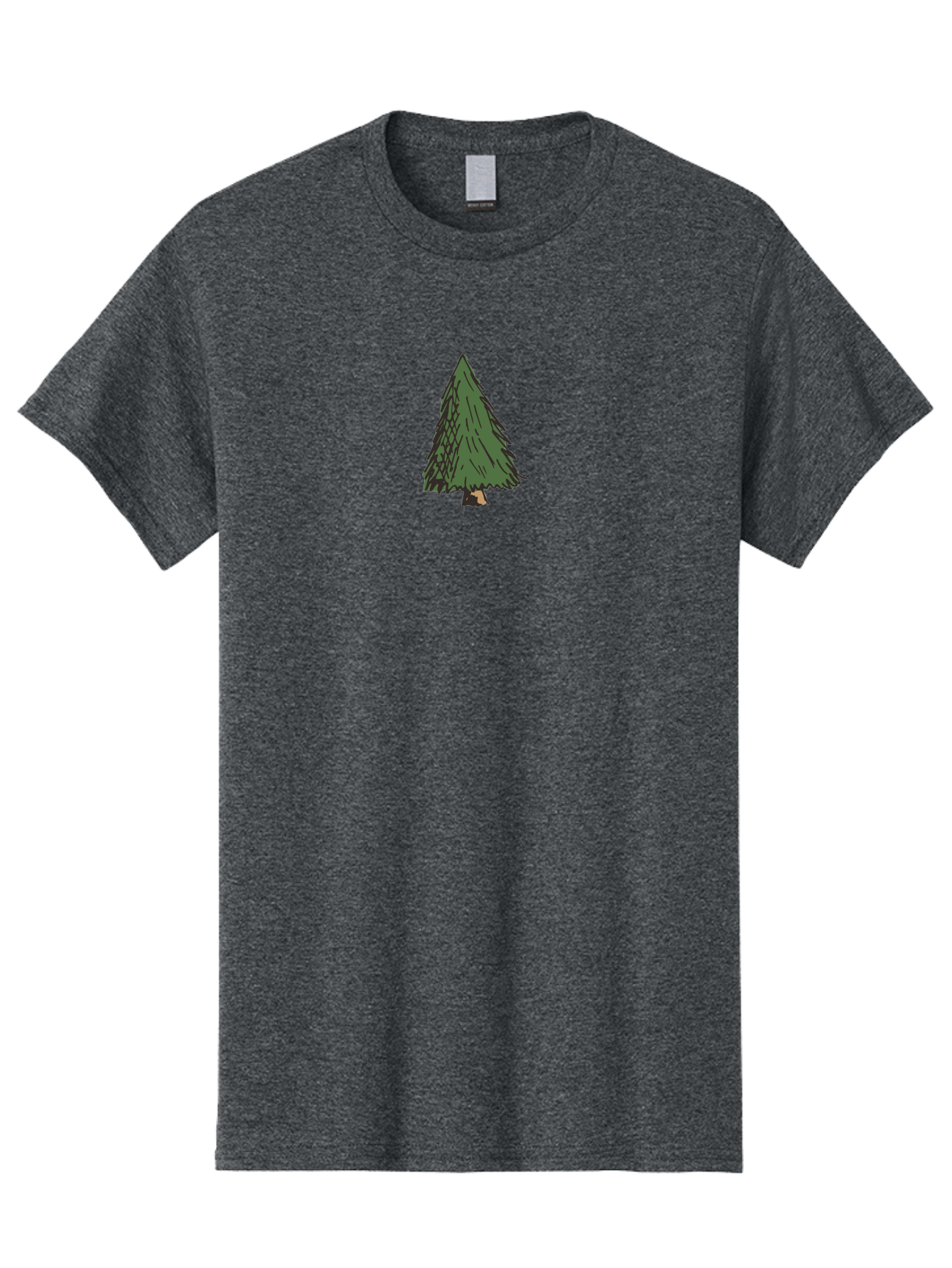 Evergreen-Tree Men'S Graphic Tee, 100% Cotton, Comfortable Casual Summer Wear, Machine Washable, Evergreen Tree, Simple Illustration, Cartoon Style, Conical Shape, Dark Green Foliage, Brown Trunk, Minimalist Design, Digital Art, -  Aaa870