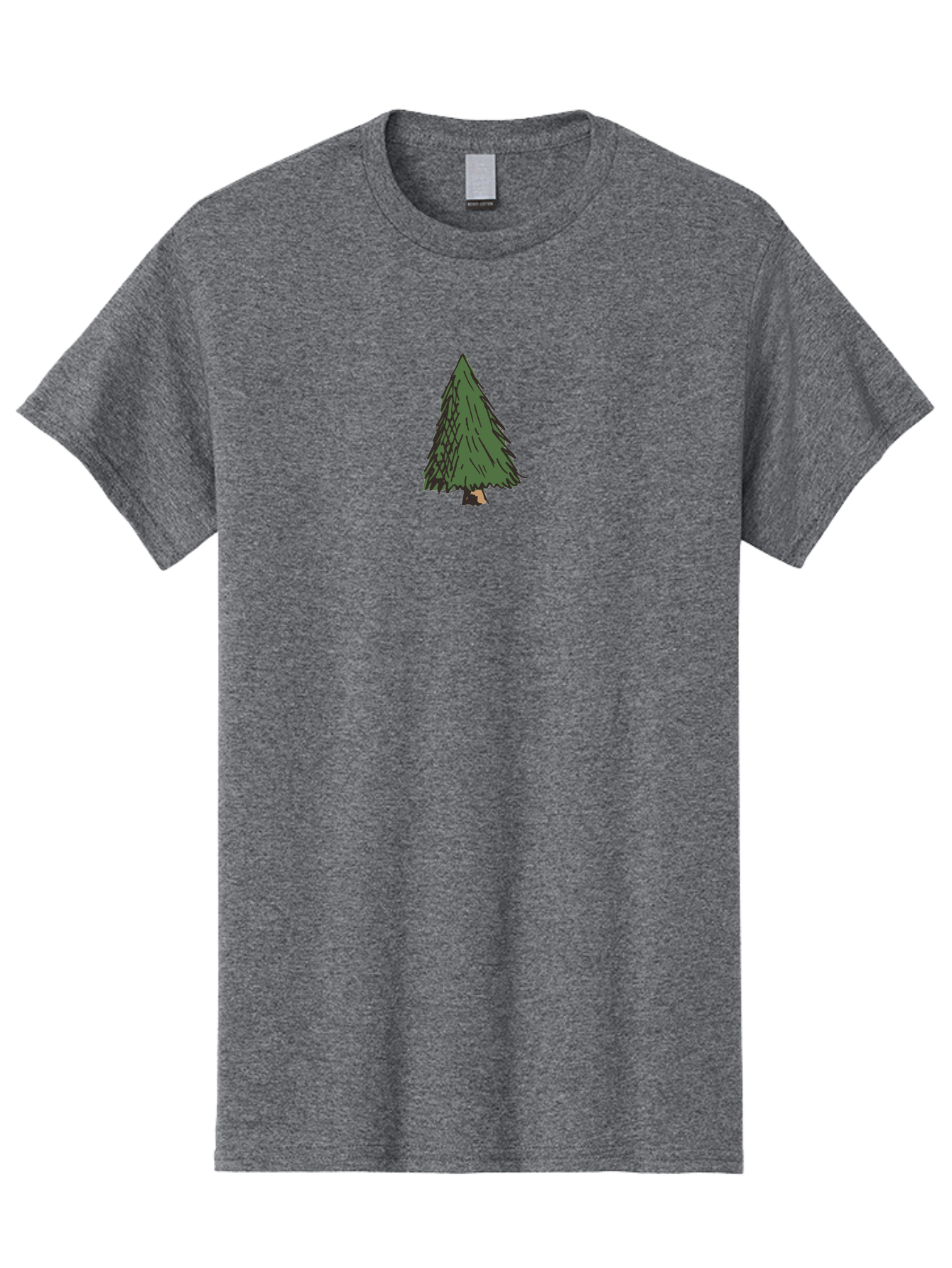 Evergreen-Tree Men'S Graphic Tee, 100% Cotton, Comfortable Casual Summer Wear, Machine Washable, Evergreen Tree, Simple Illustration, Cartoon Style, Conical Shape, Dark Green Foliage, Brown Trunk, Minimalist Design, Digital Art, -  Aaa870