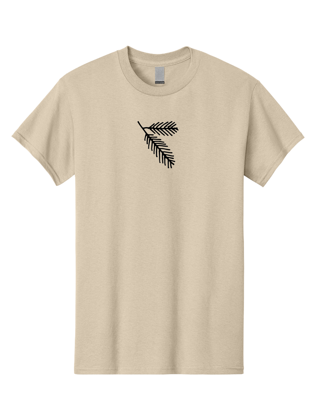 Fir-Branch Men'S Graphic Tee, 100% Cotton, Comfortable Casual Summer Wear, Machine Washable, Pine Branch Illustration, Black Silhouette, Simple Design, Minimalist Art, Nature-Inspired Graphics, Evergreen Branch, Digital Art -  Aaa878