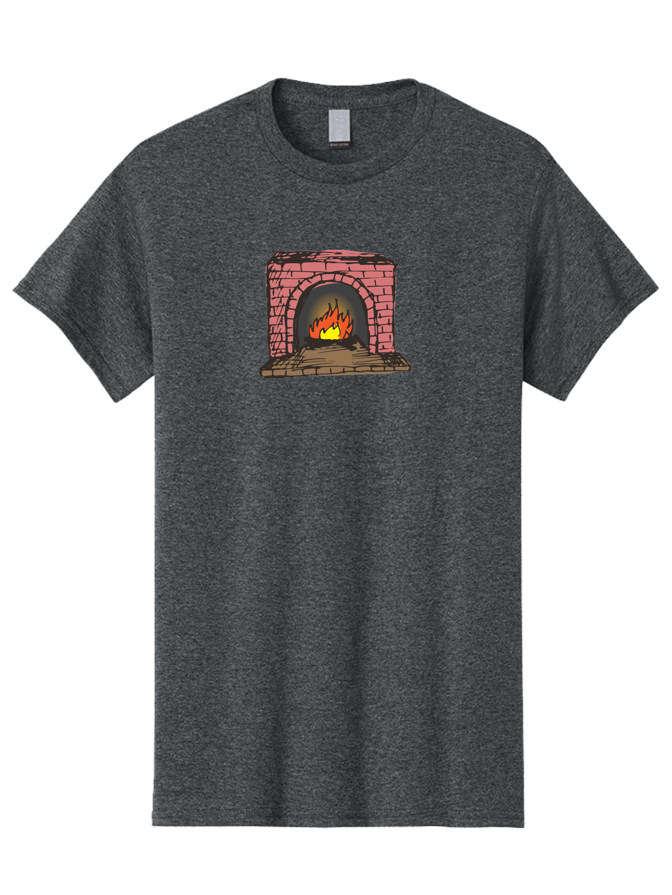 Fireplace-1 Men'S Graphic Tee, 100% Cotton, Comfortable Casual Summer Wear, Machine Washable, Cozy Fireplace, Burning Fire, Warm Flames, Brick Structure, Wooden Logs, Burning Wood, Warm Ambiance, Crackling Fire -  Aaa879