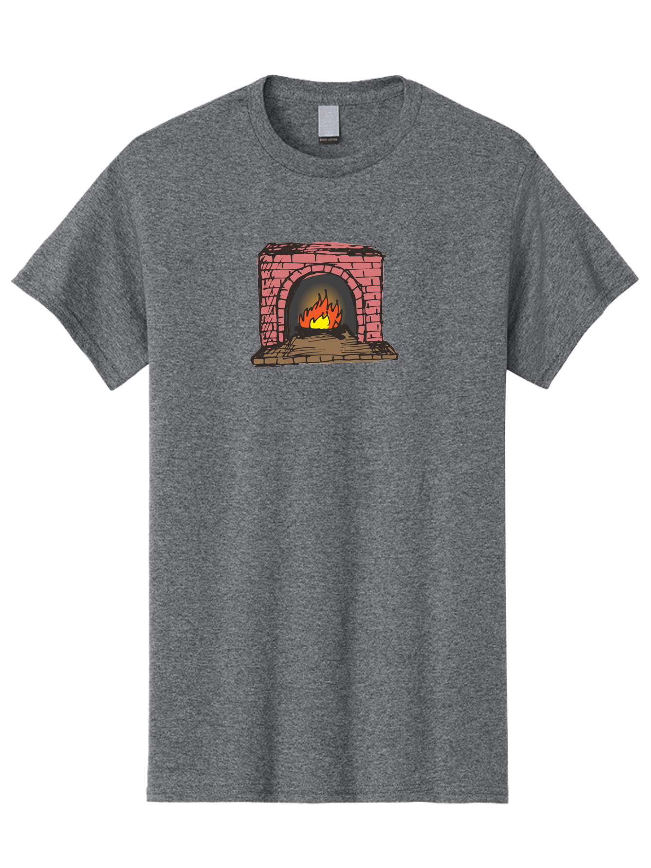 Fireplace-1 Men'S Graphic Tee, 100% Cotton, Comfortable Casual Summer Wear, Machine Washable, Cozy Fireplace, Burning Fire, Warm Flames, Brick Structure, Wooden Logs, Burning Wood, Warm Ambiance, Crackling Fire -  Aaa879