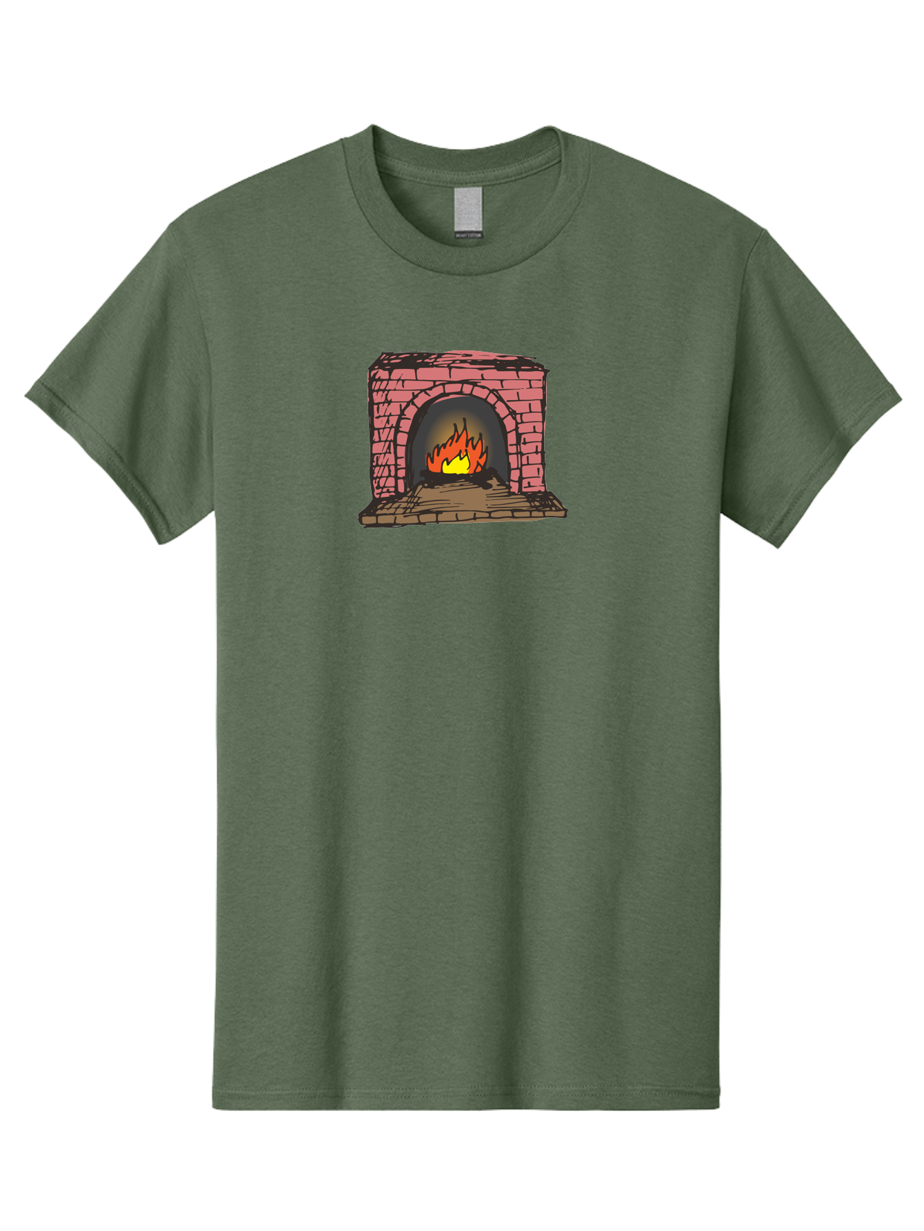 Fireplace-1 Men'S Graphic Tee, 100% Cotton, Comfortable Casual Summer Wear, Machine Washable, Cozy Fireplace, Burning Fire, Warm Flames, Brick Structure, Wooden Logs, Burning Wood, Warm Ambiance, Crackling Fire -  Aaa879