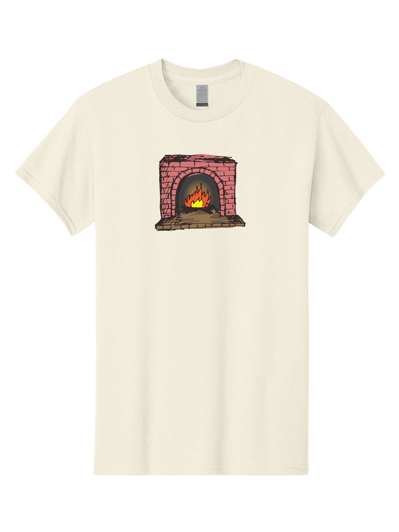Fireplace-1 Men'S Graphic Tee, 100% Cotton, Comfortable Casual Summer Wear, Machine Washable, Cozy Fireplace, Burning Fire, Warm Flames, Brick Structure, Wooden Logs, Burning Wood, Warm Ambiance, Crackling Fire -  Aaa879