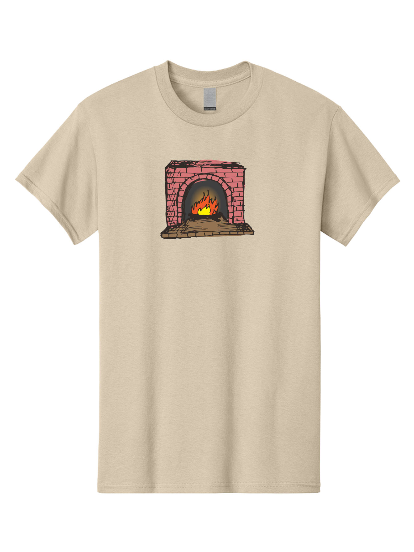 Fireplace-1 Men'S Graphic Tee, 100% Cotton, Comfortable Casual Summer Wear, Machine Washable, Cozy Fireplace, Burning Fire, Warm Flames, Brick Structure, Wooden Logs, Burning Wood, Warm Ambiance, Crackling Fire -  Aaa879