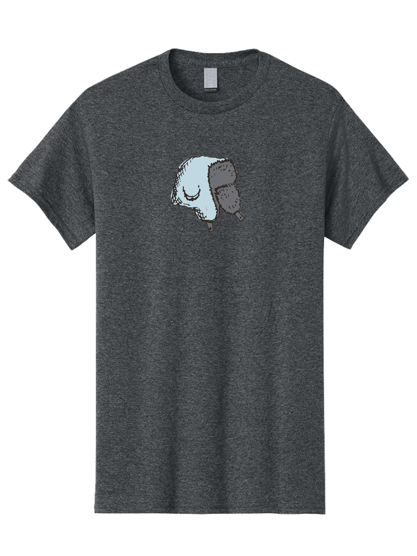 Fleece-Headband Men'S Graphic Tee, 100% Cotton, Comfortable Casual Summer Wear, Machine Washable, Cartoon Shearwater, Seabird Illustration, Simple Artwork, Grey Bird, Cute Smile, Avian Species, Marine Life, Bird Watching, Wildlife, -  Aaa884