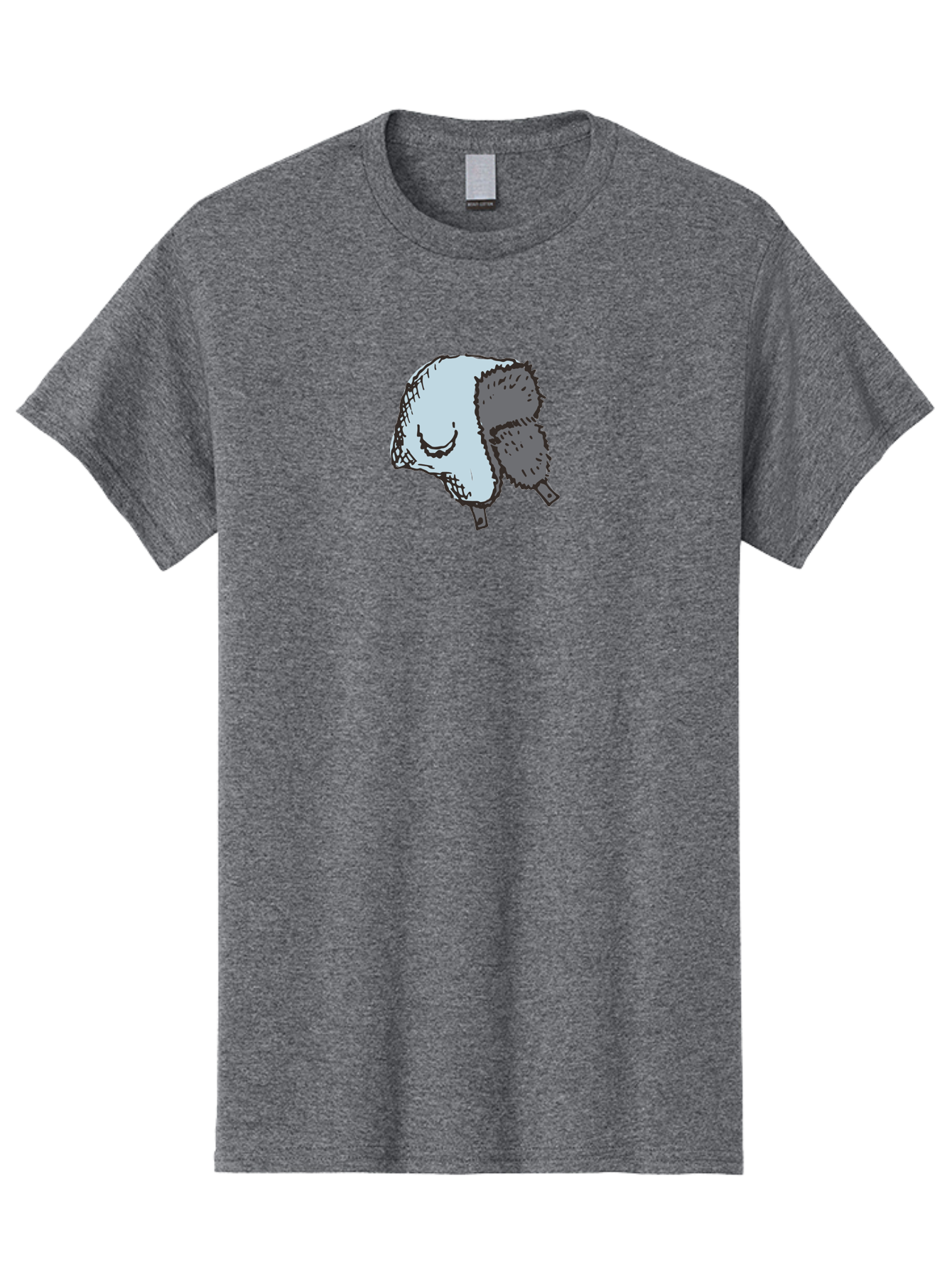 Fleece-Headband Men'S Graphic Tee, 100% Cotton, Comfortable Casual Summer Wear, Machine Washable, Cartoon Shearwater, Seabird Illustration, Simple Artwork, Grey Bird, Cute Smile, Avian Species, Marine Life, Bird Watching, Wildlife, -  Aaa884
