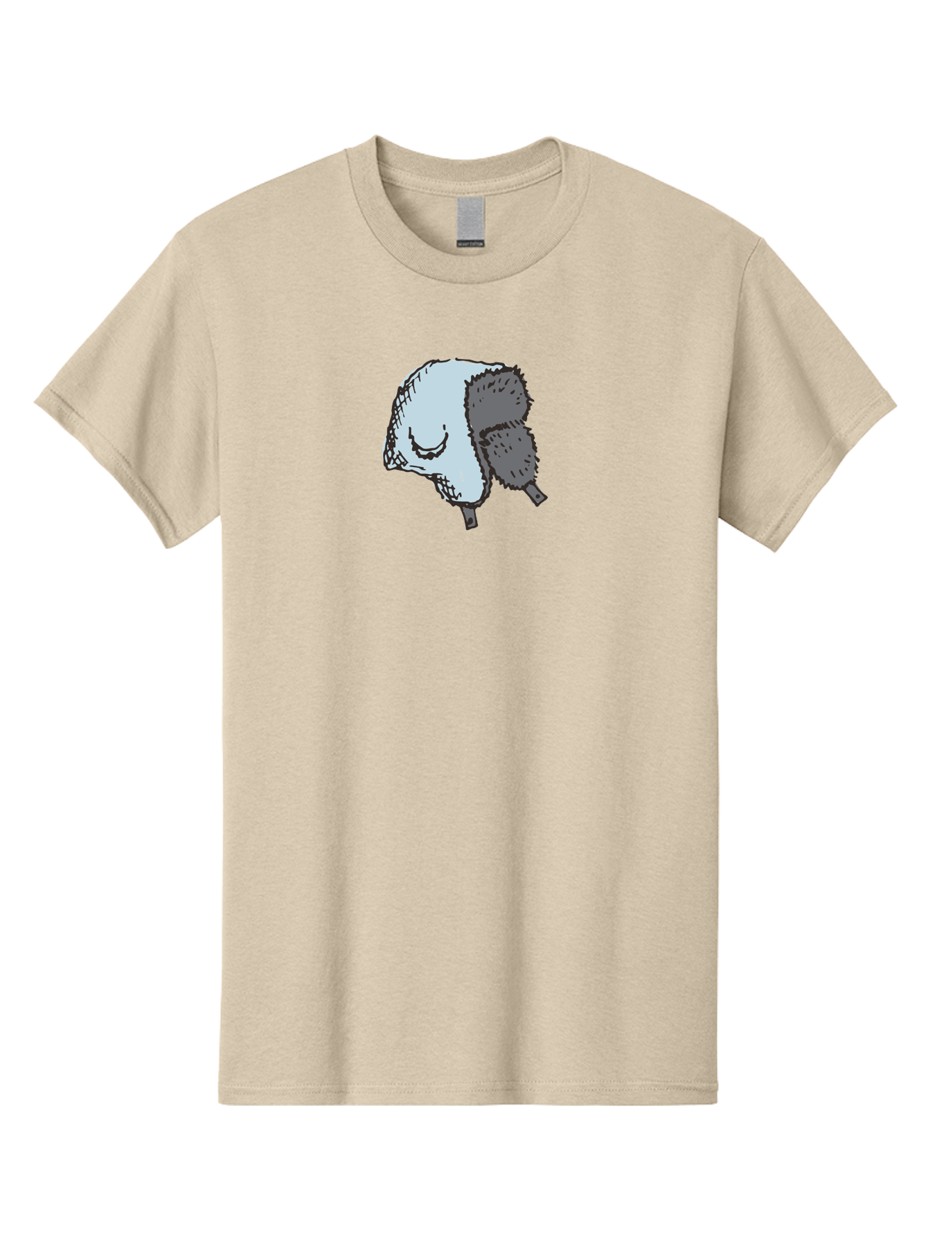 Fleece-Headband Men'S Graphic Tee, 100% Cotton, Comfortable Casual Summer Wear, Machine Washable, Cartoon Shearwater, Seabird Illustration, Simple Artwork, Grey Bird, Cute Smile, Avian Species, Marine Life, Bird Watching, Wildlife, -  Aaa884