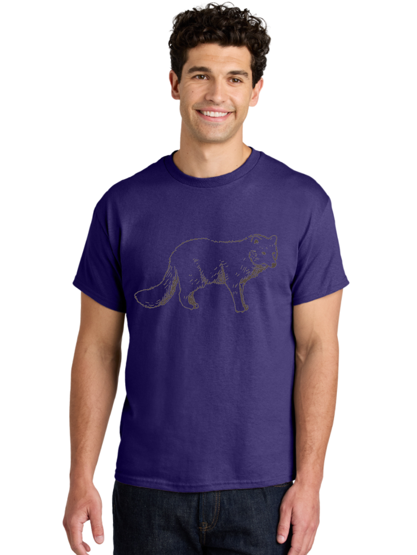 Fox Men'S Graphic Tee, 100% Cotton, Comfortable Casual Summer Wear, Machine Washable, Hand-Drawn Fox, Wildlife Illustration, Animal Art, Sketch Of A Fox, Furry Creature, Wild Animal, Cute Fox, Cartoon Style -  Aaa885