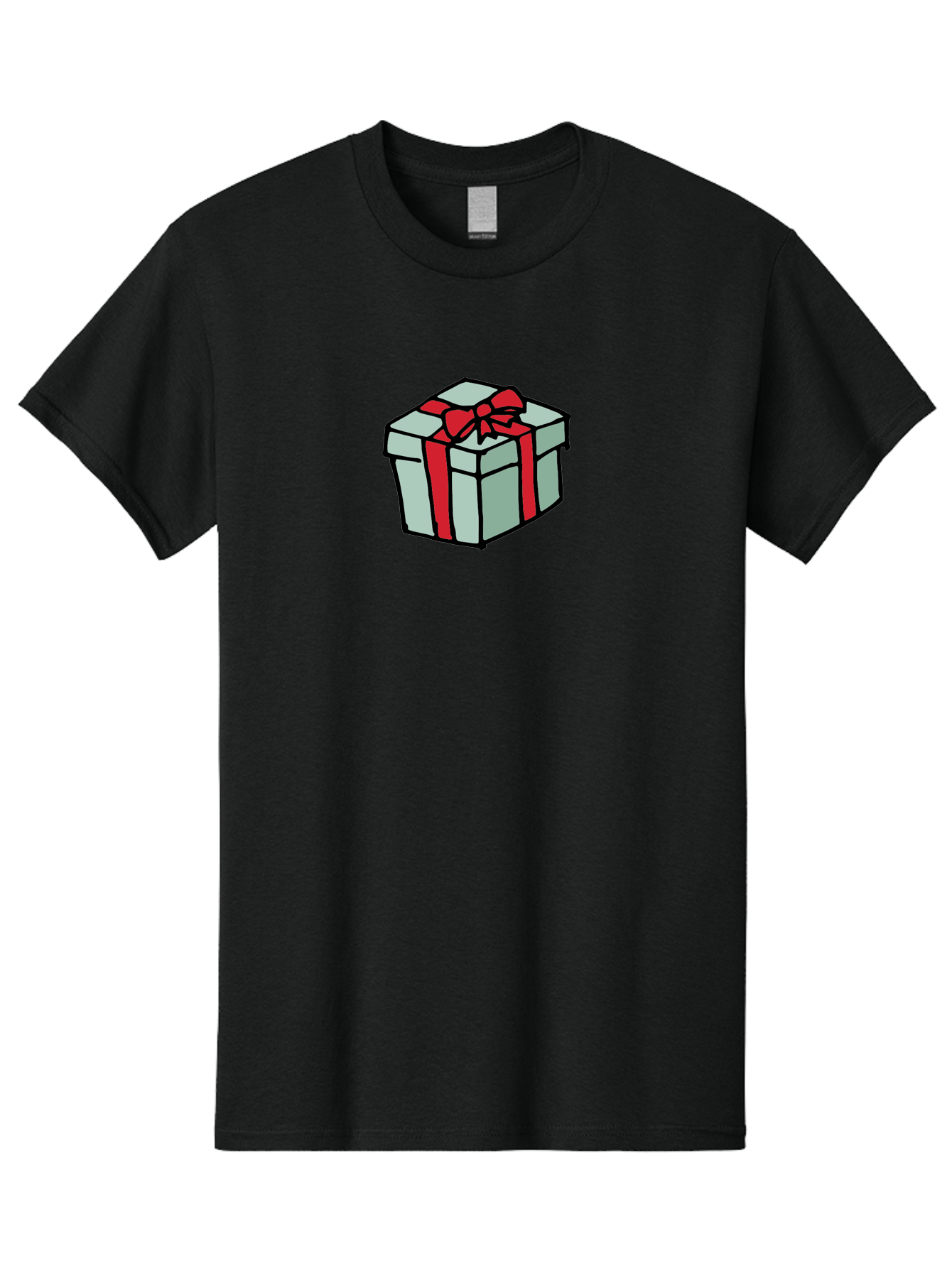 Gift-Box Men'S Graphic Tee, 100% Cotton, Comfortable Casual Summer Wear, Machine Washable, Wrapped Present, Gift Box, Red Ribbon, Festive Wrapping, Holiday Gift, Present With Bow, Gift Idea -  Aaa895