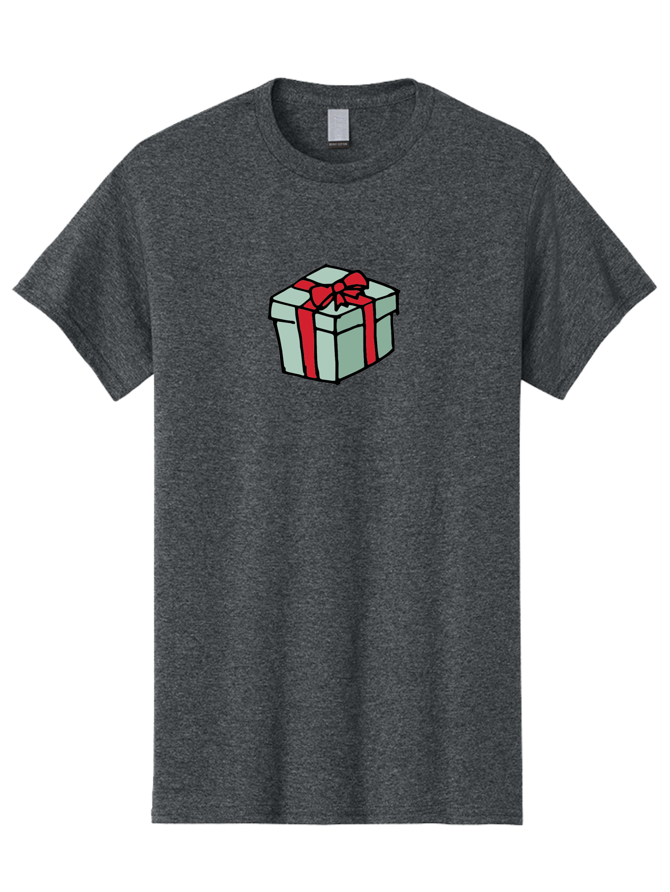 Gift-Box Men'S Graphic Tee, 100% Cotton, Comfortable Casual Summer Wear, Machine Washable, Wrapped Present, Gift Box, Red Ribbon, Festive Wrapping, Holiday Gift, Present With Bow, Gift Idea -  Aaa895