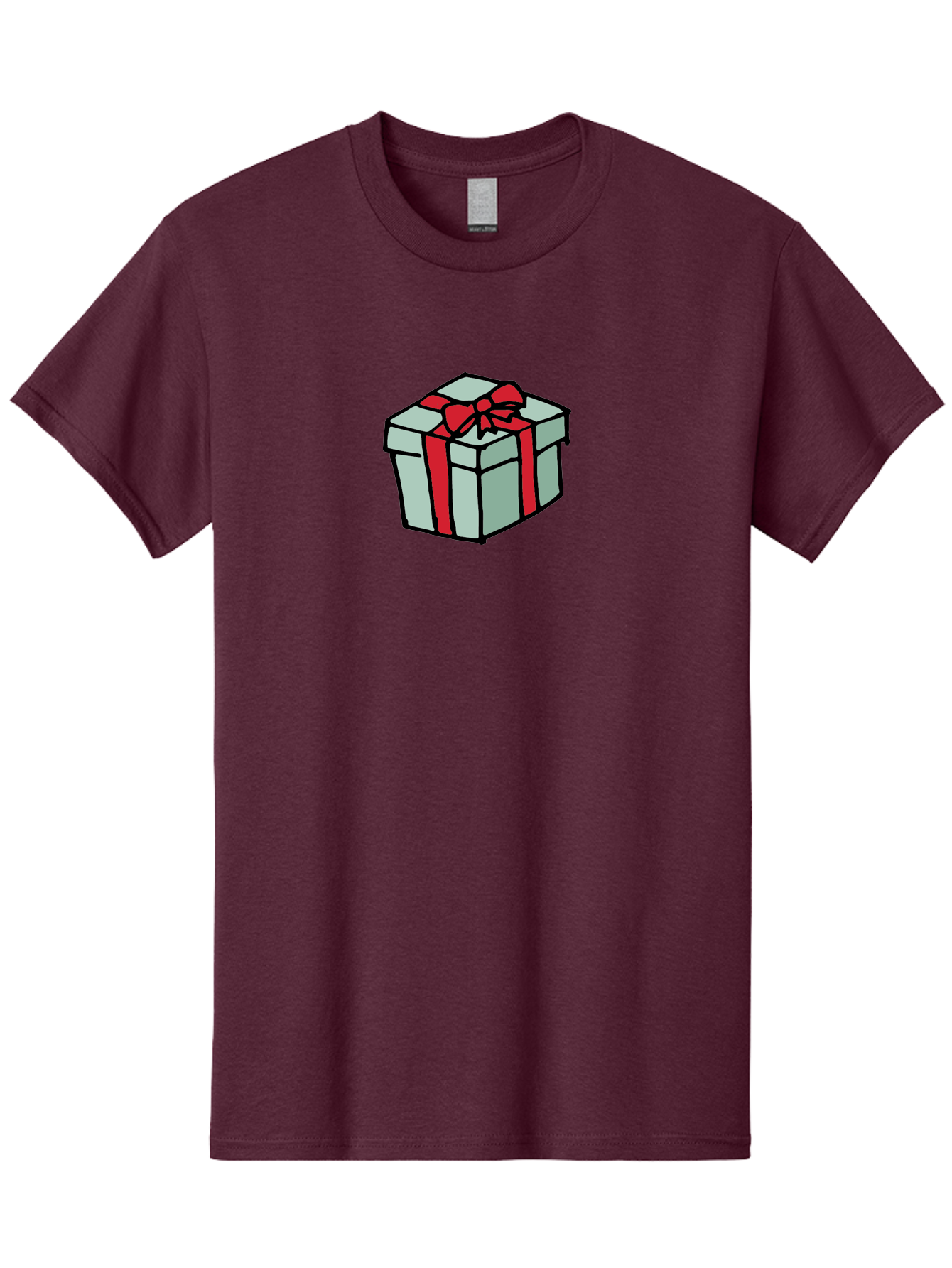 Gift-Box Men'S Graphic Tee, 100% Cotton, Comfortable Casual Summer Wear, Machine Washable, Wrapped Present, Gift Box, Red Ribbon, Festive Wrapping, Holiday Gift, Present With Bow, Gift Idea -  Aaa895