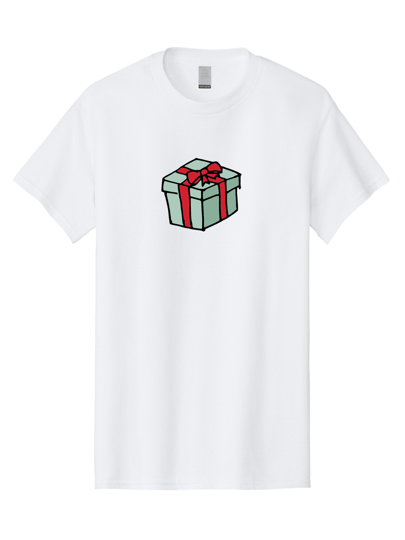 Gift-Box Men'S Graphic Tee, 100% Cotton, Comfortable Casual Summer Wear, Machine Washable, Wrapped Present, Gift Box, Red Ribbon, Festive Wrapping, Holiday Gift, Present With Bow, Gift Idea -  Aaa895