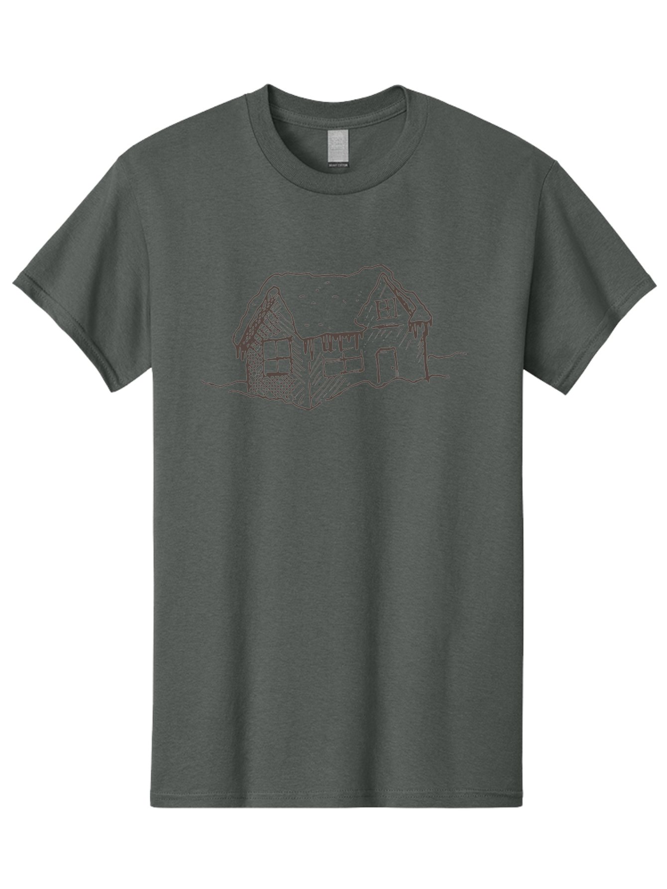Gingerbread-House Men'S Graphic Tee, 100% Cotton, Comfortable Casual Summer Wear, Machine Washable, Whimsical House, Simple Drawing, Sketch Art, Cottage Design, Dreamy Architecture, Charming Abode, Rustic Charm, Hand-Drawn Illustration -  Aaa896