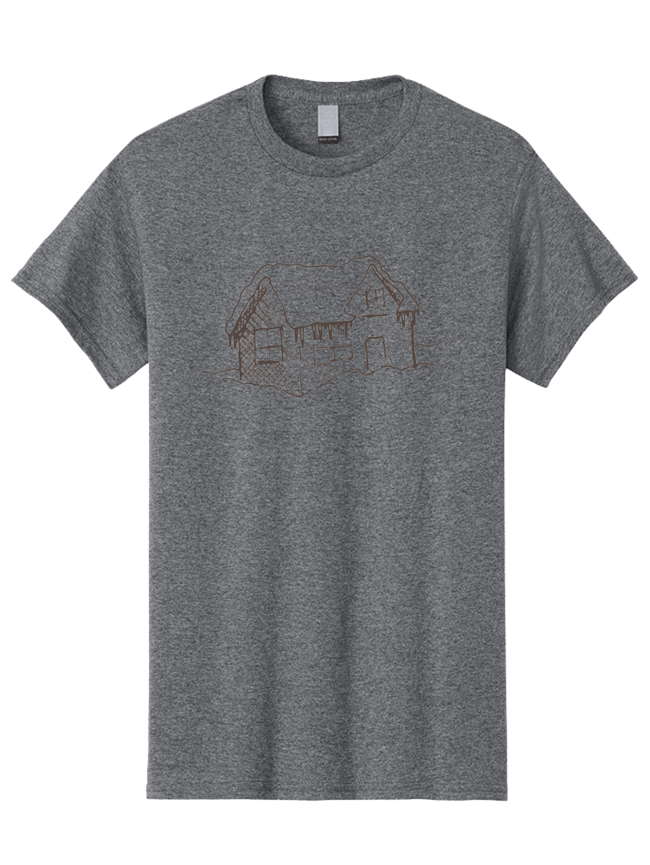 Gingerbread-House Men'S Graphic Tee, 100% Cotton, Comfortable Casual Summer Wear, Machine Washable, Whimsical House, Simple Drawing, Sketch Art, Cottage Design, Dreamy Architecture, Charming Abode, Rustic Charm, Hand-Drawn Illustration -  Aaa896