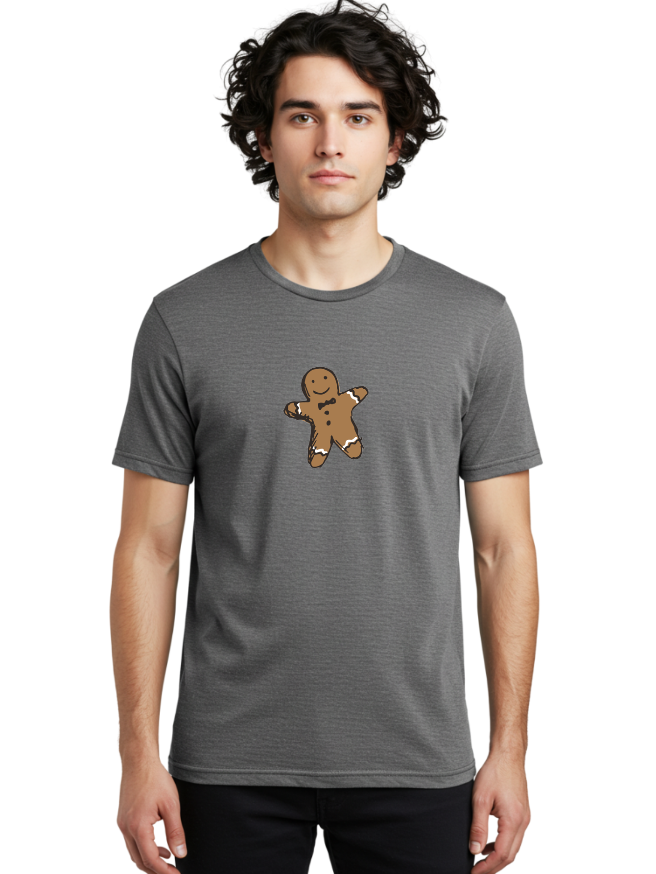 Gingerbread-Man-3 Men'S Graphic Tee, 100% Cotton, Comfortable Casual Summer Wear, Machine Washable, Gingerbread Man, Festive Treat, Holiday Cookie, Sweet Delight, Icing Decorations, Cartoon Character, Christmas Cookie, Baking Fun -  Aaa899