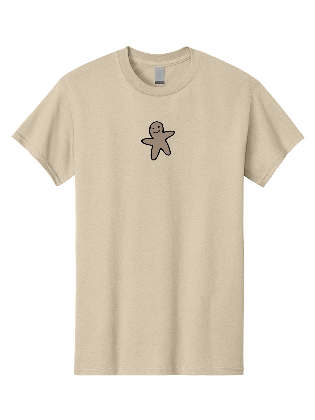 Gingerbread-Man-5 Men'S Graphic Tee, 100% Cotton, Comfortable Casual Summer Wear, Machine Washable, Cartoon Character, Gingerbread Man, Black Outline, Smiling Face, Festive Treat, Holiday Baking, Sweet Delight, Cookie Love, Adorable Figure -  Aaa901