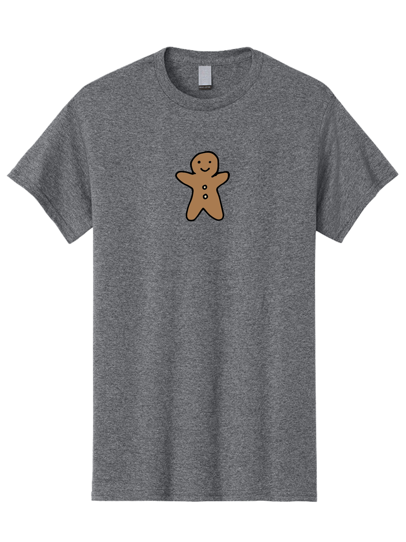 Gingerbread-Man-6 Men'S Graphic Tee, 100% Cotton, Comfortable Casual Summer Wear, Machine Washable, Gingerbread Man, Cartoon Character, Smiling Face, Black Outline, Sweet Treat, Holiday Cookie, Festive Dessert, Whimsical Illustration, -  Aaa902
