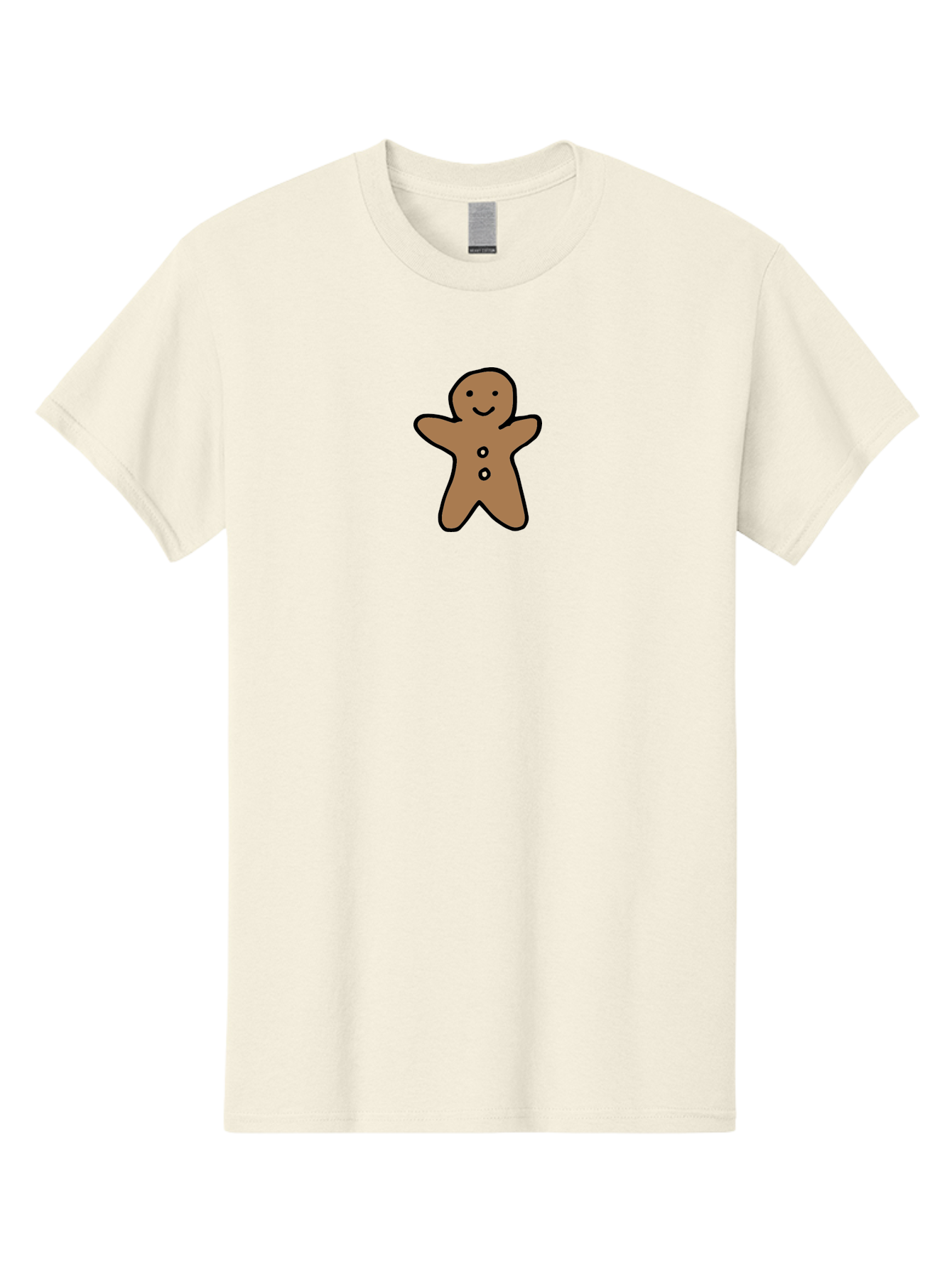 Gingerbread-Man-6 Men'S Graphic Tee, 100% Cotton, Comfortable Casual Summer Wear, Machine Washable, Gingerbread Man, Cartoon Character, Smiling Face, Black Outline, Sweet Treat, Holiday Cookie, Festive Dessert, Whimsical Illustration, -  Aaa902