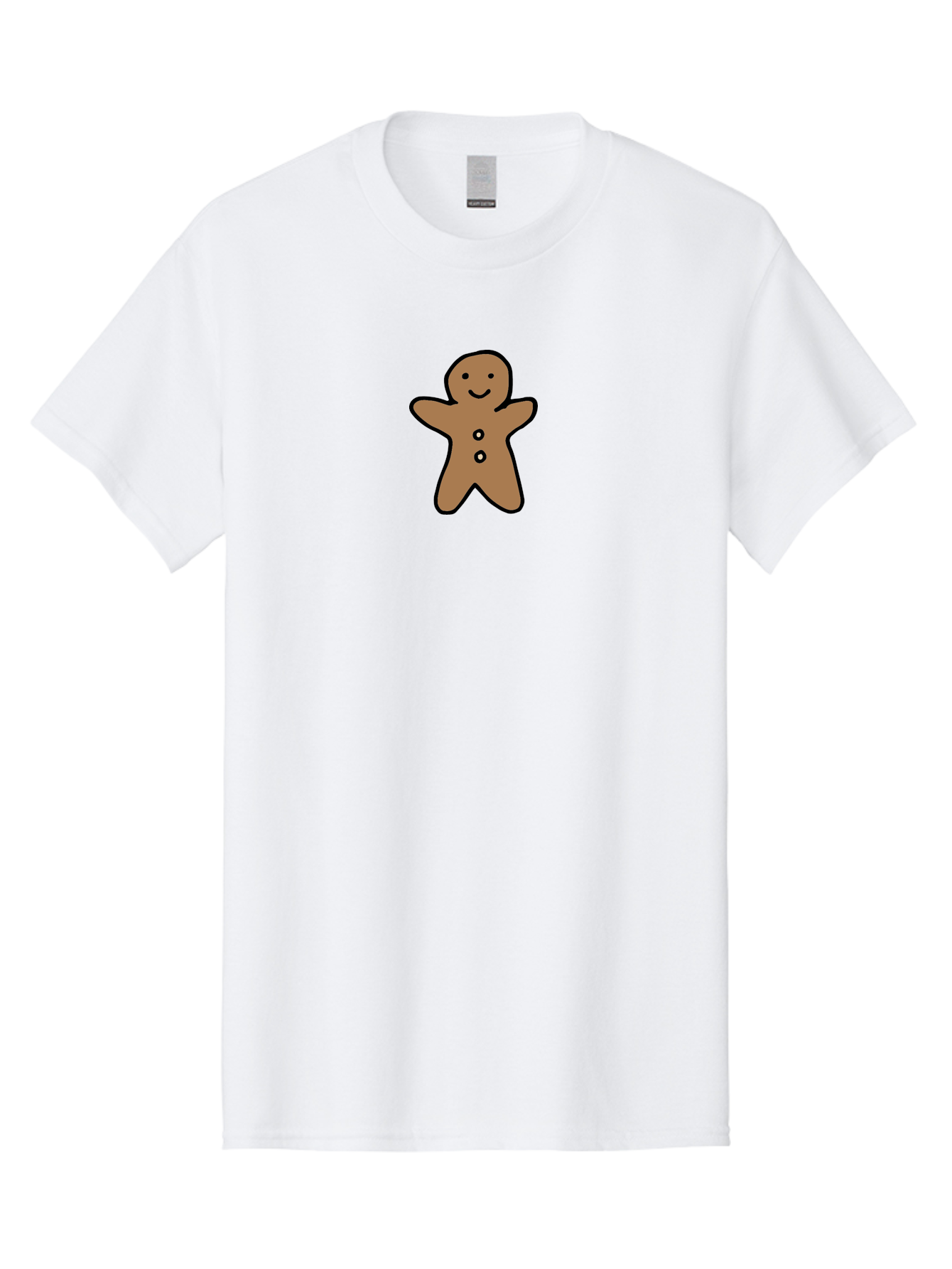 Gingerbread-Man-6 Men'S Graphic Tee, 100% Cotton, Comfortable Casual Summer Wear, Machine Washable, Gingerbread Man, Cartoon Character, Smiling Face, Black Outline, Sweet Treat, Holiday Cookie, Festive Dessert, Whimsical Illustration, -  Aaa902