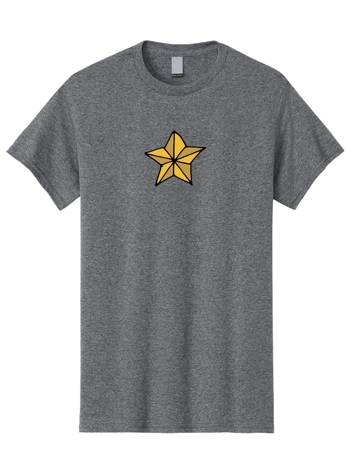 Golden-Star Men'S Graphic Tee, 100% Cotton, Comfortable Casual Summer Wear, Machine Washable, Gold Star, Cartoon Style, Stylized Star, Golden Color, Bold Lines, Simple Design, Festive Symbol, Decorative Element -  Aaa905