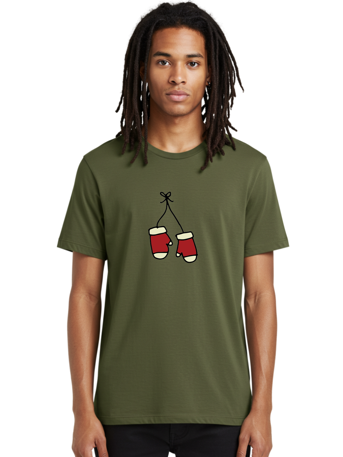 Hanging-Boxing-Gloves Men'S Graphic Tee, 100% Cotton, Comfortable Casual Summer Wear, Machine Washable, Christmas Stockings Hanging, Festive Decorations, Holiday Season, Red And White Stockings, Christmas Gifts, Festive Atmosphere, -  Aaa909