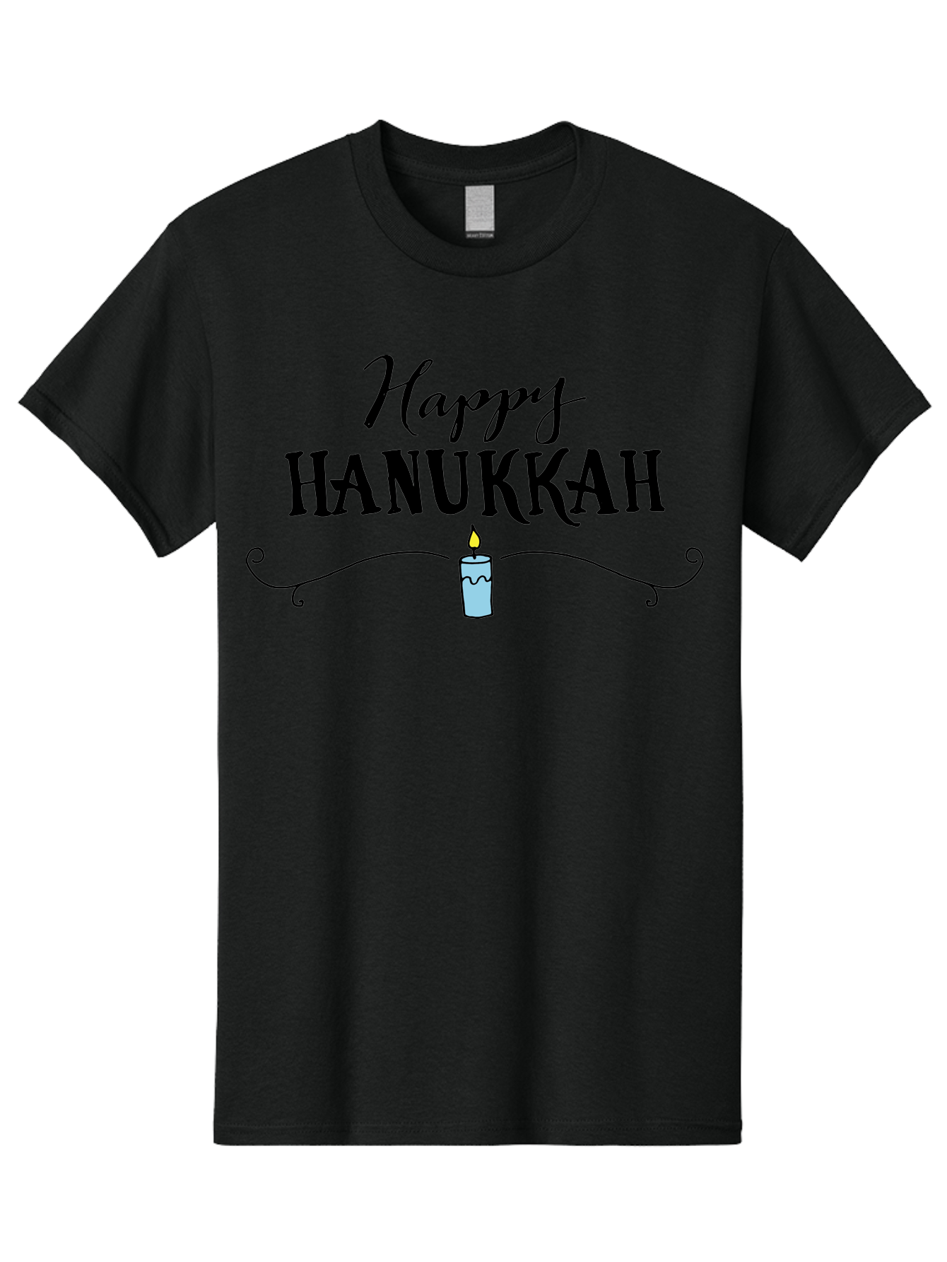 Happy-Hanukkah Men'S Graphic Tee, 100% Cotton, Comfortable Casual Summer Wear, Machine Washable, Happy Hanukkah, Hanukkah Candle, Menorah Candle, Jewish Holiday, Festive Greeting, Traditional Celebration, Holiday Wishes, Menorah Traditions -  Aaa912