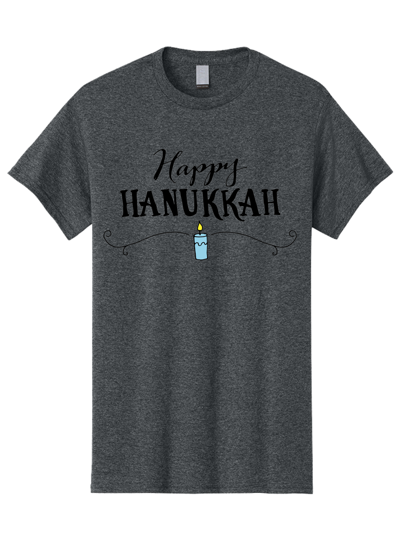Happy-Hanukkah Men'S Graphic Tee, 100% Cotton, Comfortable Casual Summer Wear, Machine Washable, Happy Hanukkah, Hanukkah Candle, Menorah Candle, Jewish Holiday, Festive Greeting, Traditional Celebration, Holiday Wishes, Menorah Traditions -  Aaa912